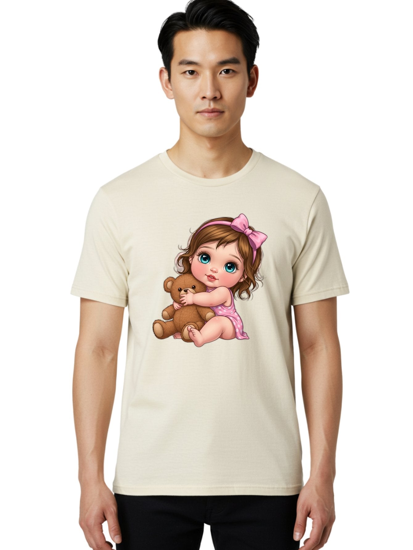 Little-Girl-Hugging-Teddy-Bear Men'S Graphic Tee, 100% Cotton, Comfortable Casual Summer Wear, Machine Washable, Vintage Camera, Old Camera, Antique Camera, Black Camera, Classic Photography, Photography Equipment, Nostalgic Device, Bak821 28
