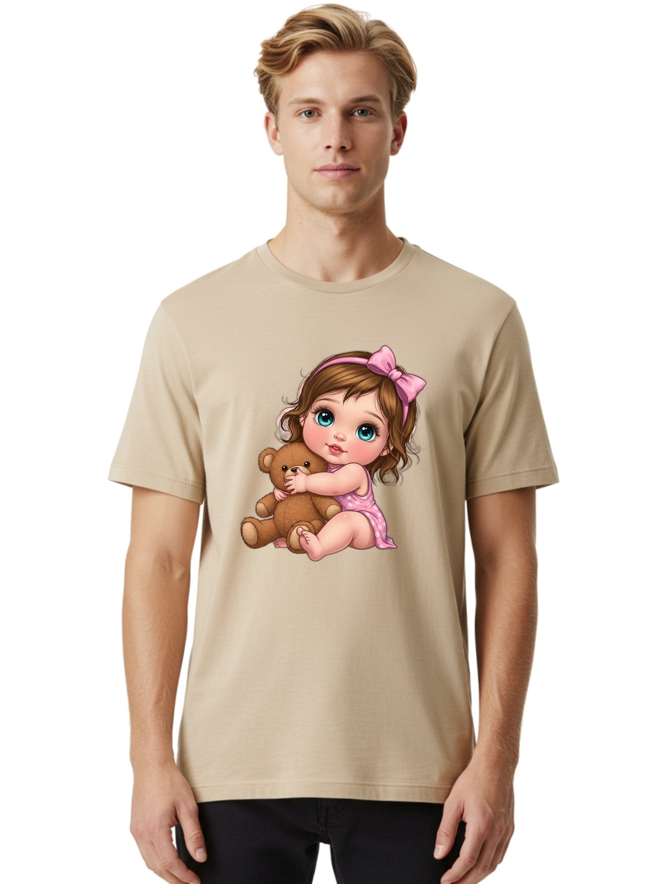 Little-Girl-Hugging-Teddy-Bear Men'S Graphic Tee, 100% Cotton, Comfortable Casual Summer Wear, Machine Washable, Vintage Camera, Old Camera, Antique Camera, Black Camera, Classic Photography, Photography Equipment, Nostalgic Device, Bak821 20