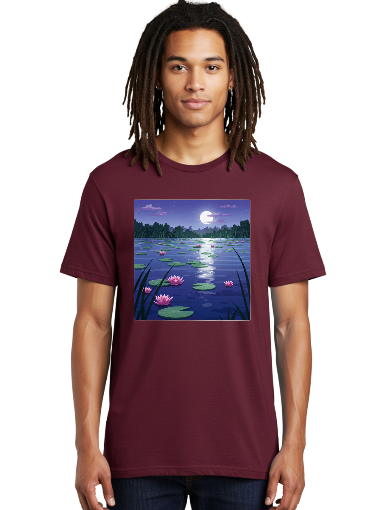 Lotus-Flowers-Under-Moonlight Men'S Graphic Tee, 100% Cotton, Comfortable Casual Summer Wear, Machine Washable, Vintage Camera, Old Camera, Antique Camera, Black Camera, Classic Photography, Photography Equipment, Nostalgic Device, Bak842 24