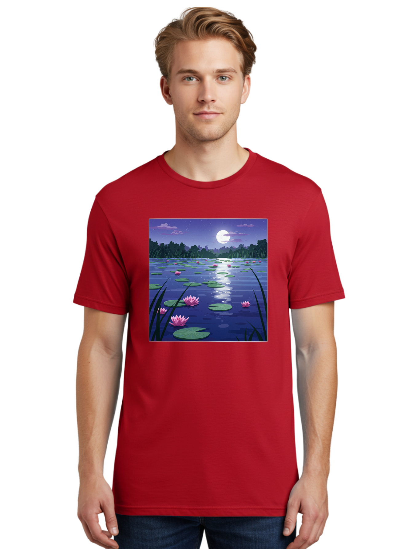 Lotus-Flowers-Under-Moonlight Men'S Graphic Tee, 100% Cotton, Comfortable Casual Summer Wear, Machine Washable, Vintage Camera, Old Camera, Antique Camera, Black Camera, Classic Photography, Photography Equipment, Nostalgic Device, Bak842 27