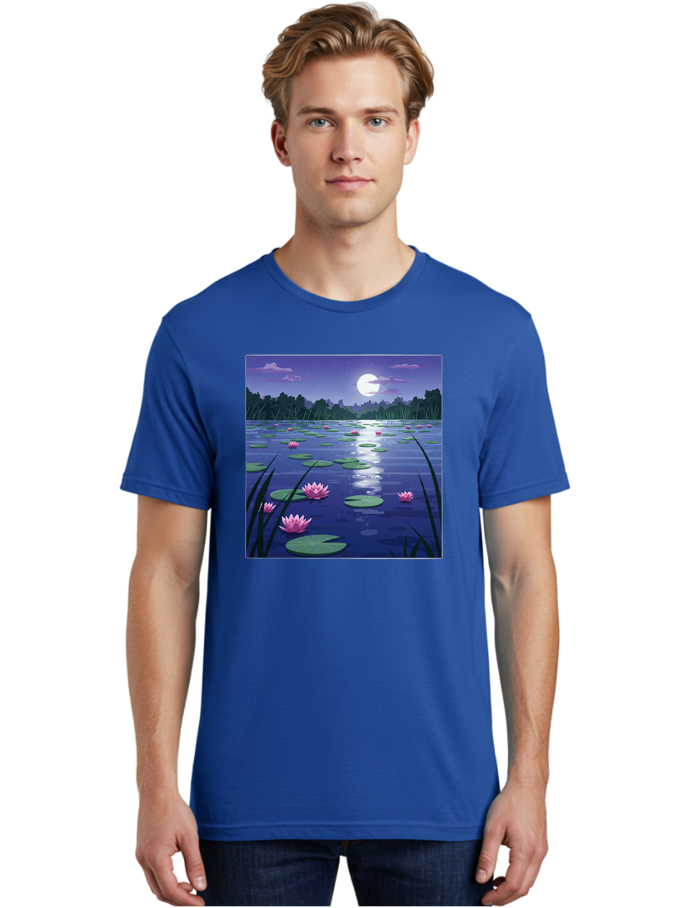 Lotus-Flowers-Under-Moonlight Men'S Graphic Tee, 100% Cotton, Comfortable Casual Summer Wear, Machine Washable, Vintage Camera, Old Camera, Antique Camera, Black Camera, Classic Photography, Photography Equipment, Nostalgic Device, Bak842 19