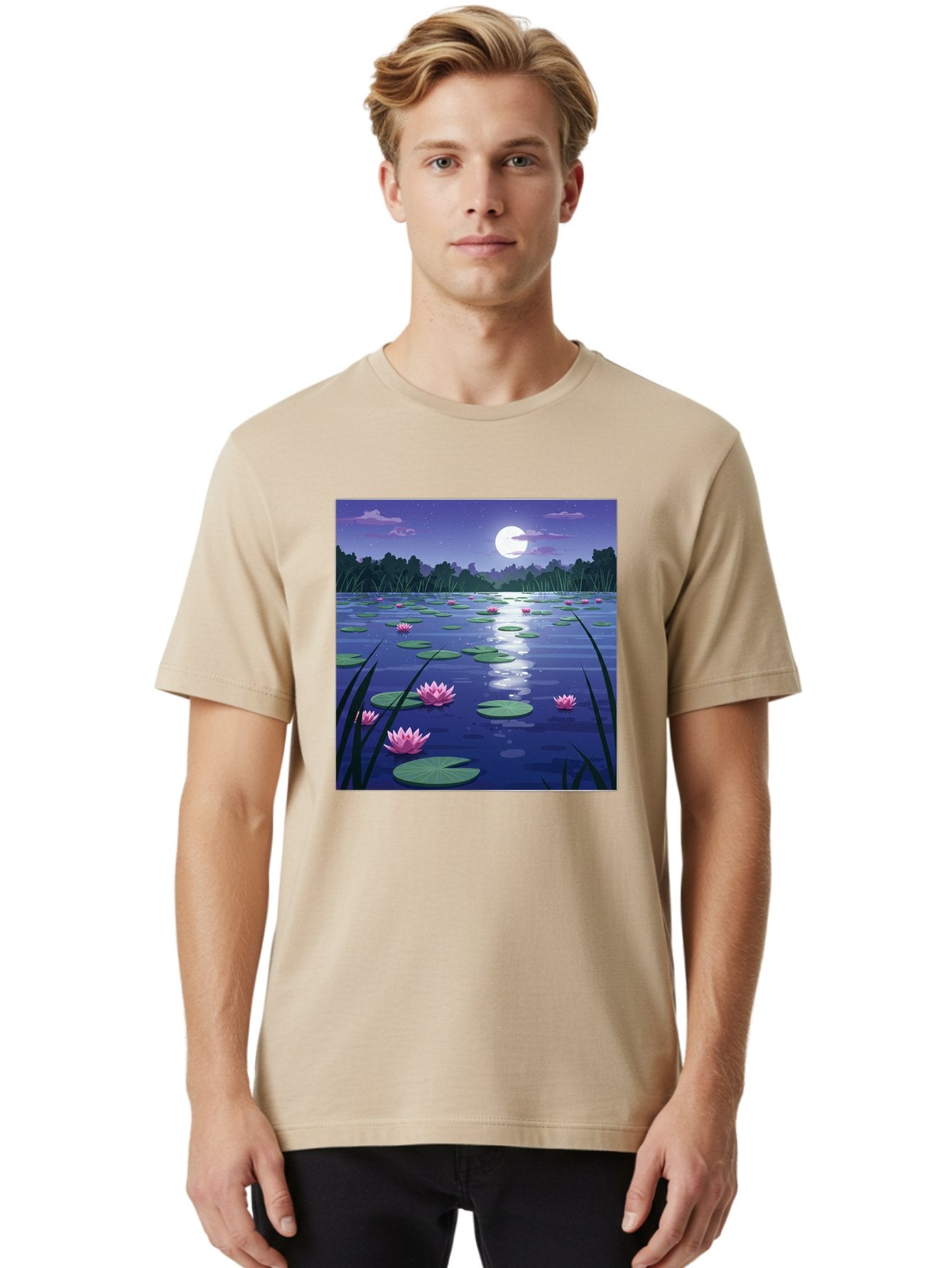 Lotus-Flowers-Under-Moonlight Men'S Graphic Tee, 100% Cotton, Comfortable Casual Summer Wear, Machine Washable, Vintage Camera, Old Camera, Antique Camera, Black Camera, Classic Photography, Photography Equipment, Nostalgic Device, Bak842 19