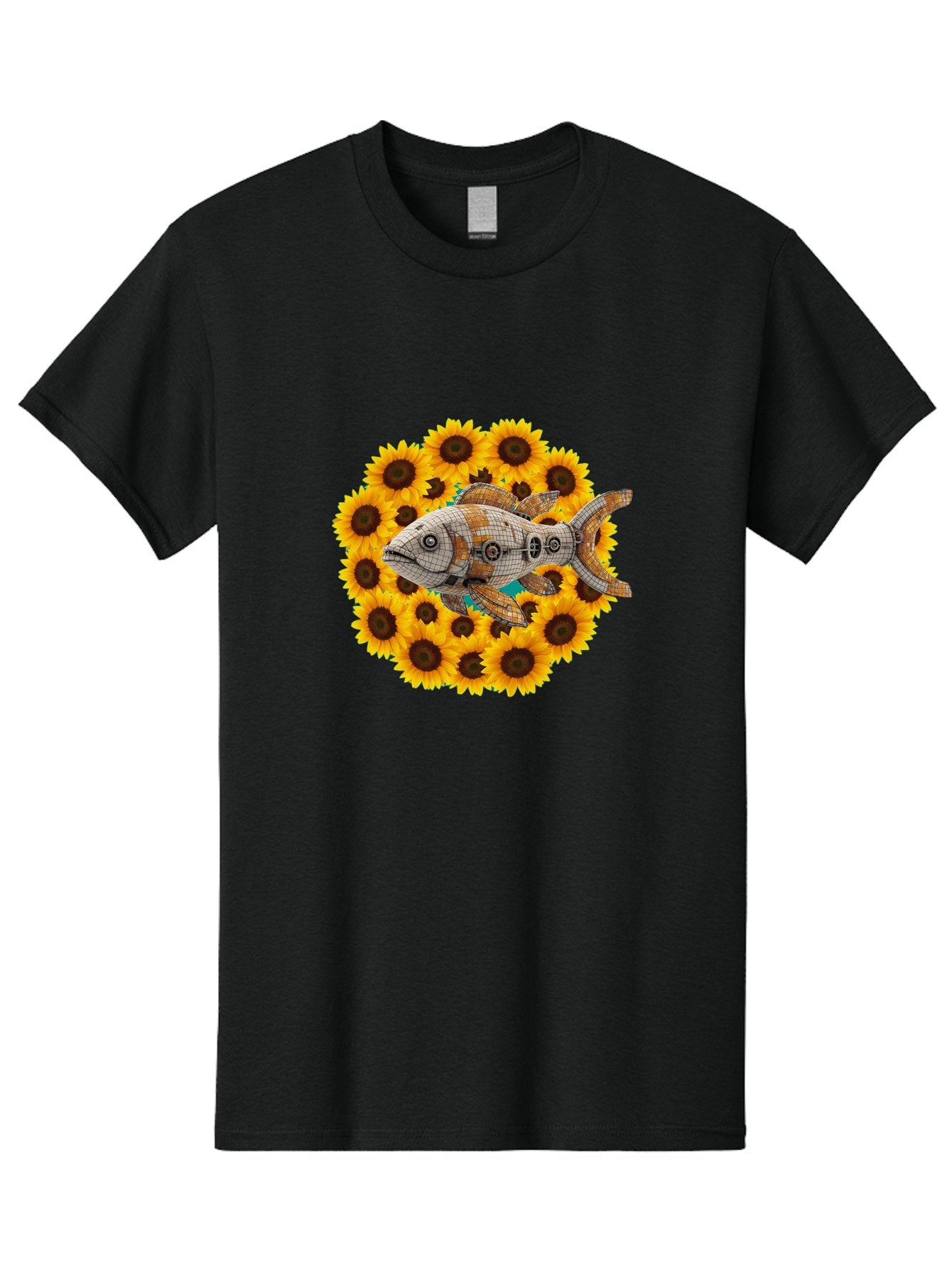 Mechanical-Fish-Sunflowers Men'S Graphic Tee, 100% Cotton, Comfortable Casual Summer Wear, Machine Washable, Vintage Camera, Old Camera, Antique Camera, Black Camera, Classic Photography, Photography Equipment, Nostalgic Device, Film Camera, Bak857 10