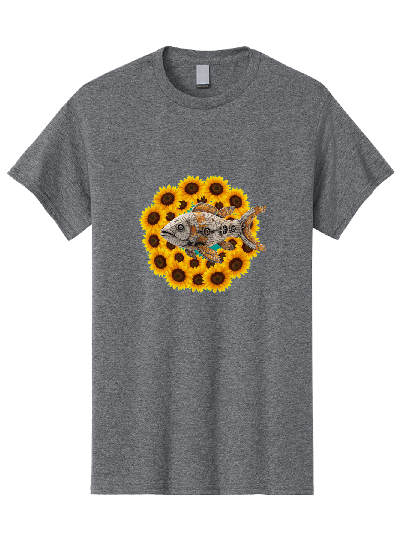 Mechanical-Fish-Sunflowers Men'S Graphic Tee, 100% Cotton, Comfortable Casual Summer Wear, Machine Washable, Vintage Camera, Old Camera, Antique Camera, Black Camera, Classic Photography, Photography Equipment, Nostalgic Device, Film Camera, Bak857 8