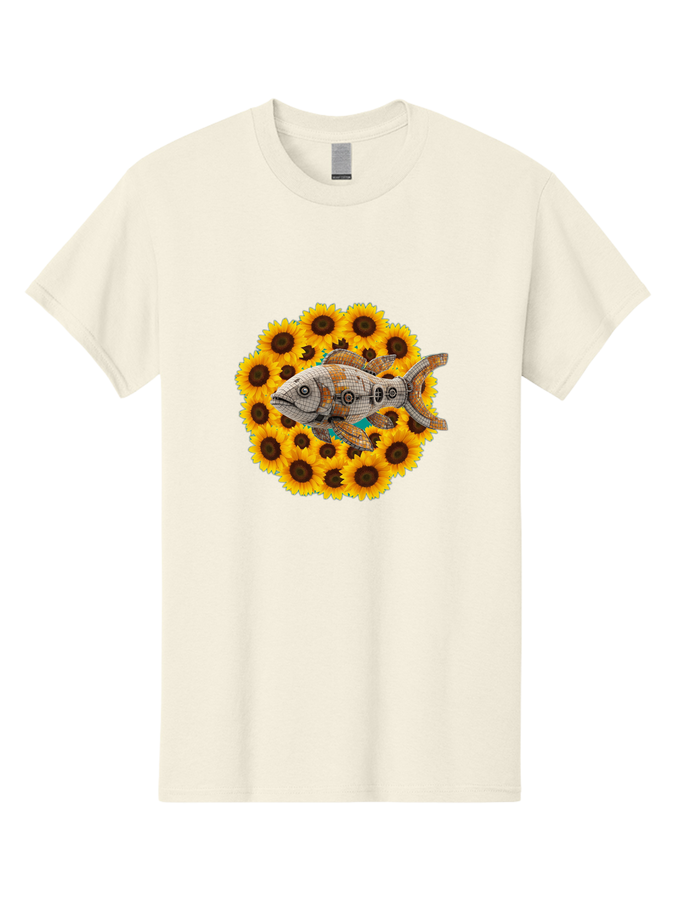 Mechanical-Fish-Sunflowers Men'S Graphic Tee, 100% Cotton, Comfortable Casual Summer Wear, Machine Washable, Vintage Camera, Old Camera, Antique Camera, Black Camera, Classic Photography, Photography Equipment, Nostalgic Device, Film Camera, Bak857