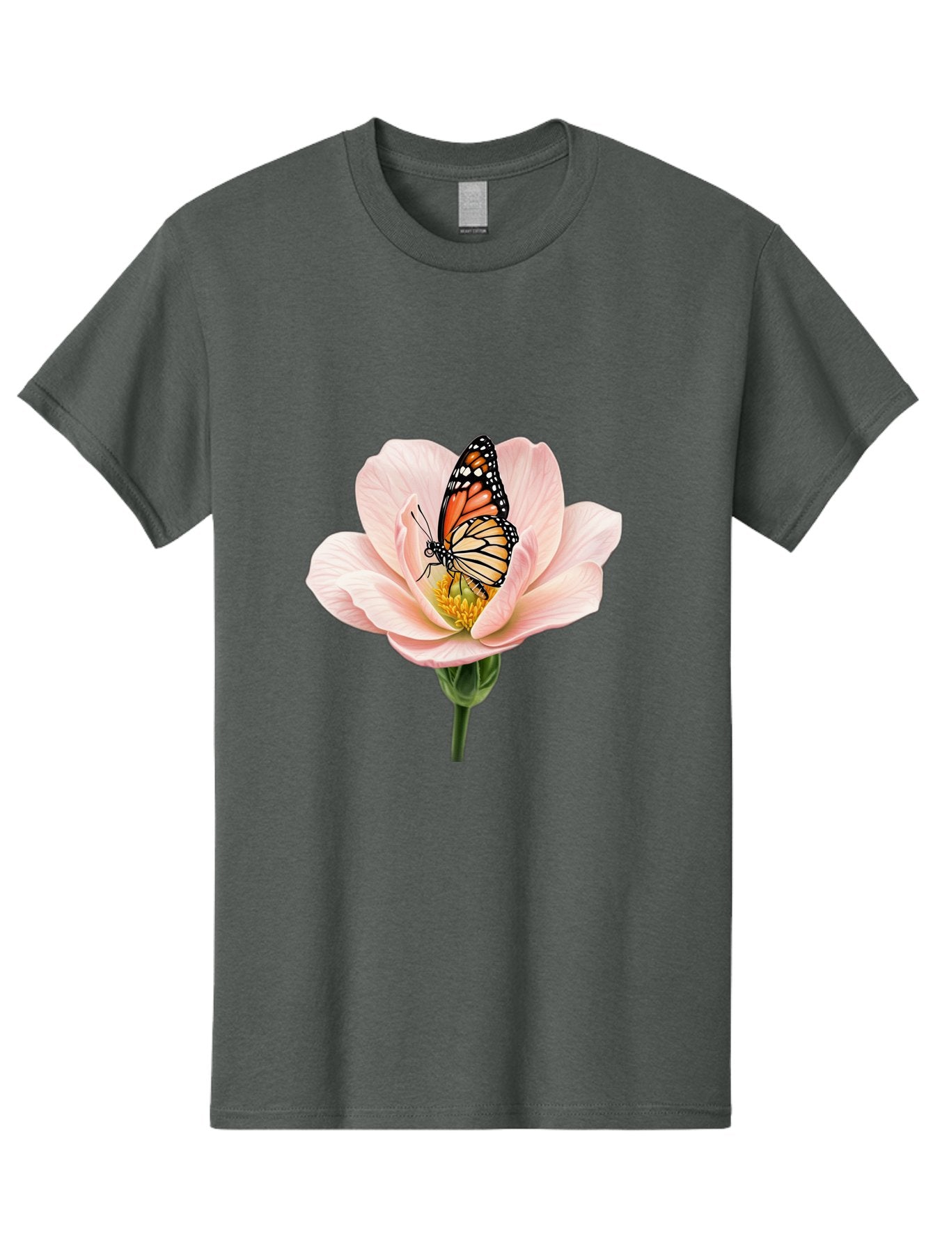 Monarch-On-Pink-Flower Men'S Graphic Tee, 100% Cotton, Comfortable Casual Summer Wear, Machine Washable, Vintage Camera, Old Camera, Antique Camera, Black Camera, Classic Photography, Photography Equipment, Nostalgic Device, Film Camera, Bak890