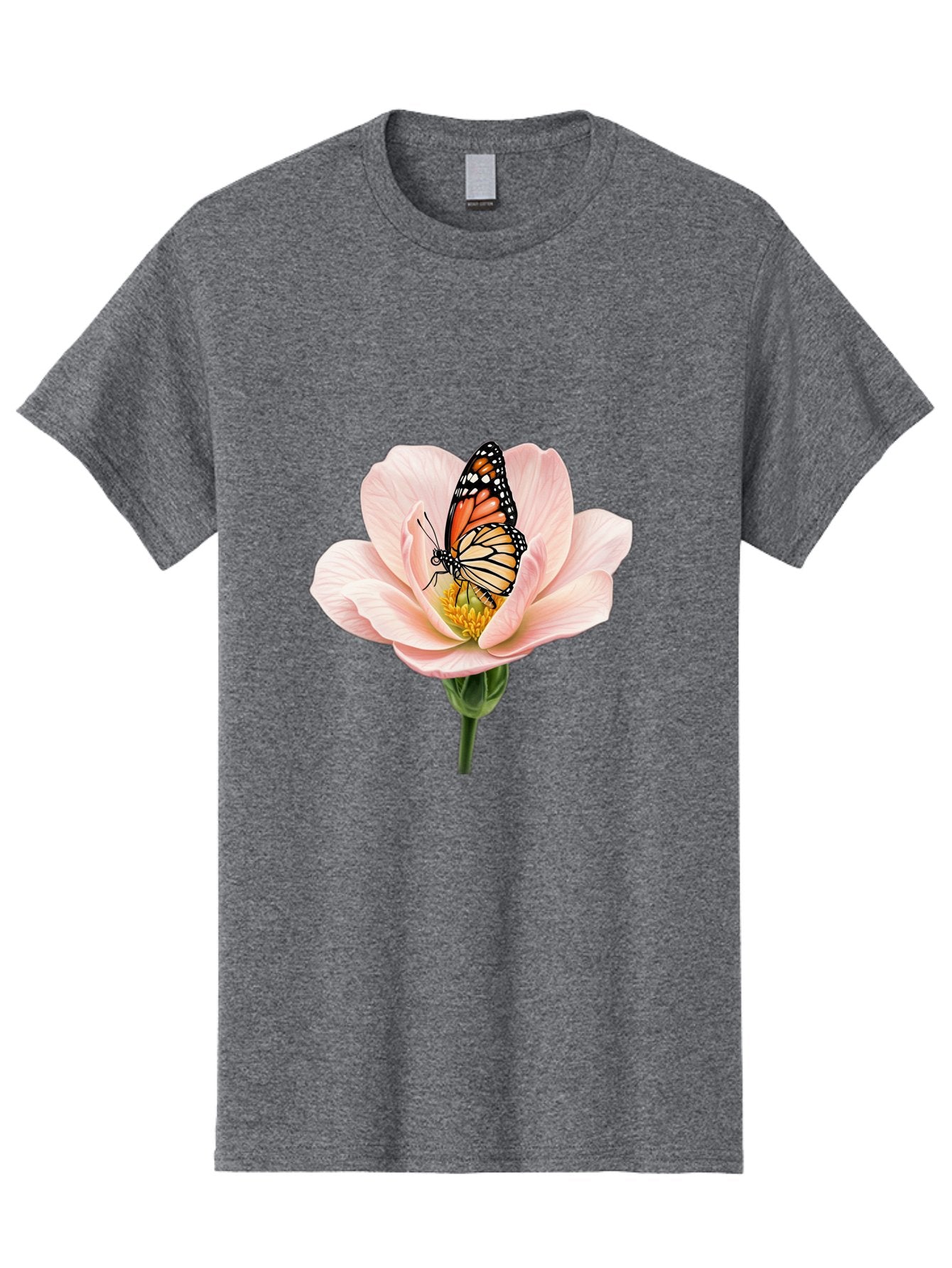 Monarch-On-Pink-Flower Men'S Graphic Tee, 100% Cotton, Comfortable Casual Summer Wear, Machine Washable, Vintage Camera, Old Camera, Antique Camera, Black Camera, Classic Photography, Photography Equipment, Nostalgic Device, Film Camera, Bak890 12