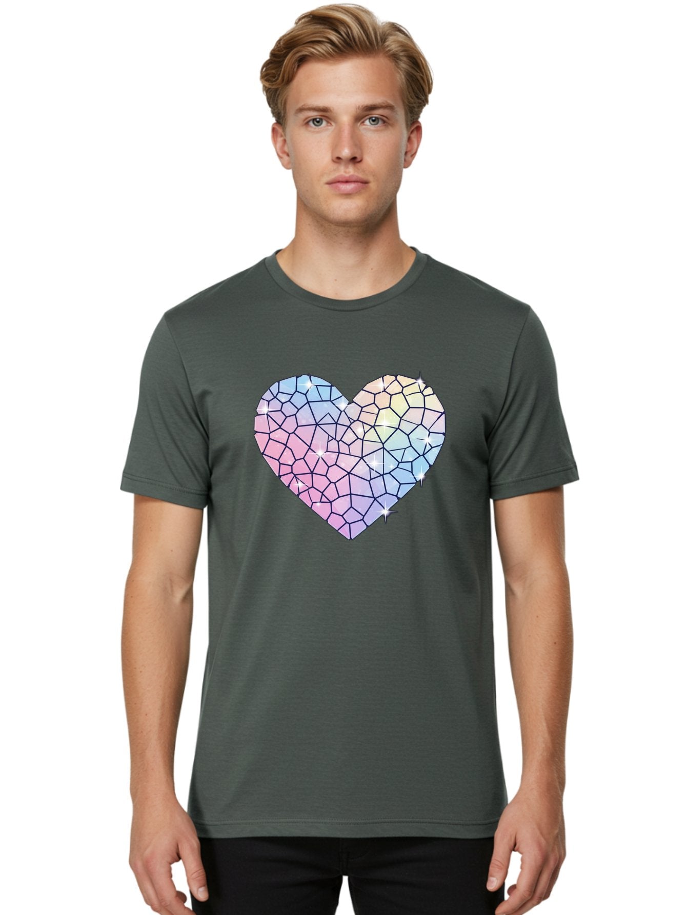 Mosaic-Heart-1 Men'S Graphic Tee, 100% Cotton, Comfortable Casual Summer Wear, Machine Washable, Vintage Camera, Old Camera, Antique Camera, Black Camera, Classic Photography, Photography Equipment, Nostalgic Device, Film Camera, Camera Art Bak904 23