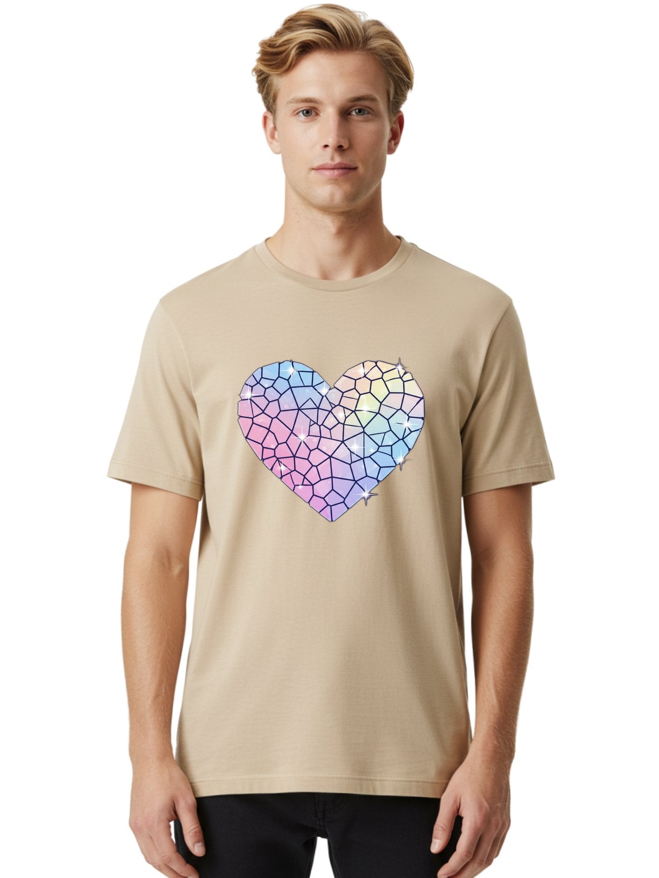 Mosaic-Heart-1 Men'S Graphic Tee, 100% Cotton, Comfortable Casual Summer Wear, Machine Washable, Vintage Camera, Old Camera, Antique Camera, Black Camera, Classic Photography, Photography Equipment, Nostalgic Device, Film Camera, Camera Art Bak904 21