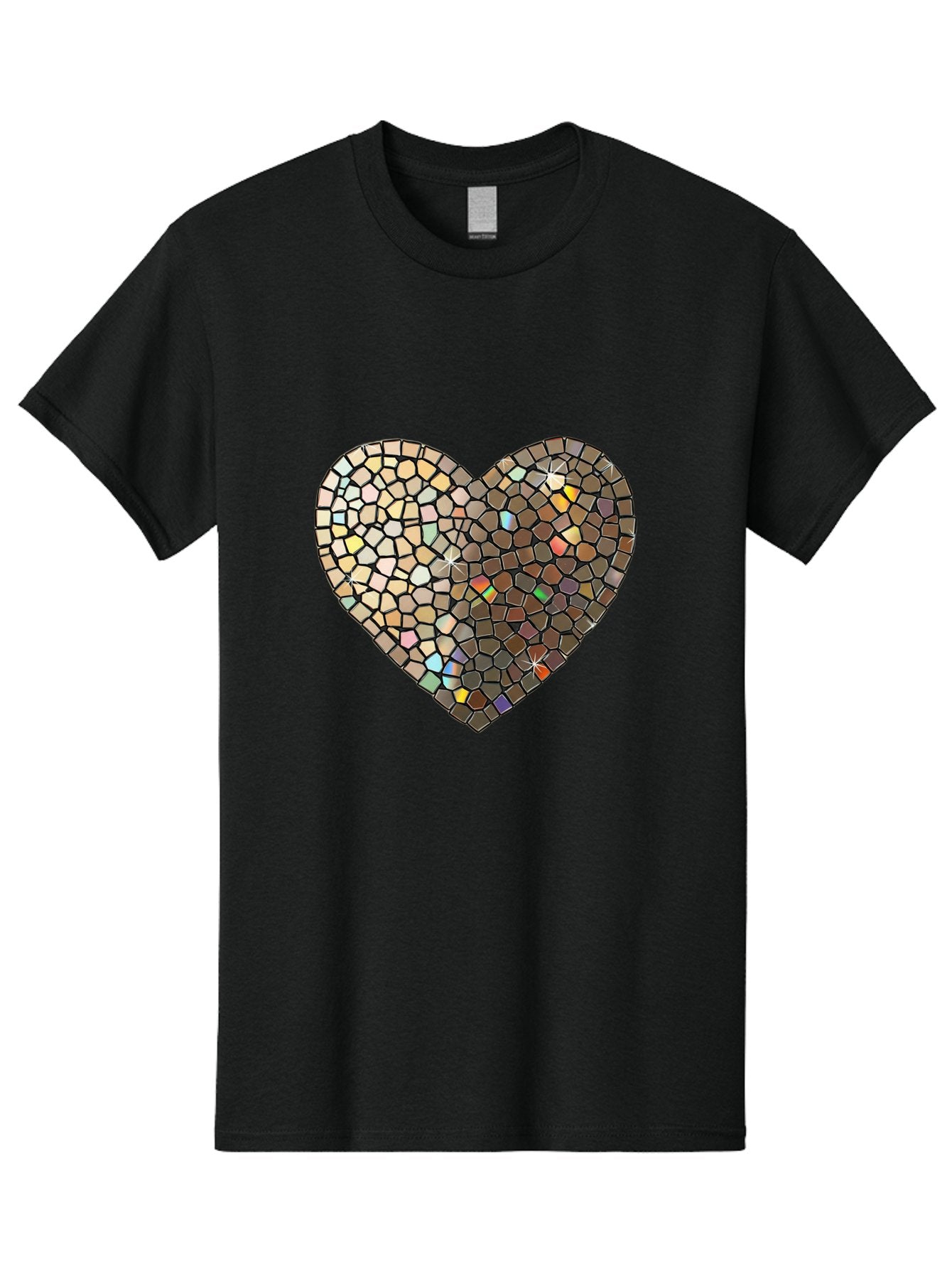 Mosaic-Heart-2 Men'S Graphic Tee, 100% Cotton, Comfortable Casual Summer Wear, Machine Washable, Vintage Camera, Old Camera, Antique Camera, Black Camera, Classic Photography, Photography Equipment, Nostalgic Device, Film Camera, Camera Art Bak905
