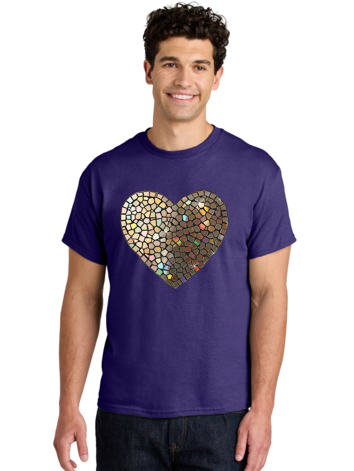 Mosaic-Heart-2 Men'S Graphic Tee, 100% Cotton, Comfortable Casual Summer Wear, Machine Washable, Vintage Camera, Old Camera, Antique Camera, Black Camera, Classic Photography, Photography Equipment, Nostalgic Device, Film Camera, Camera Art Bak905 24