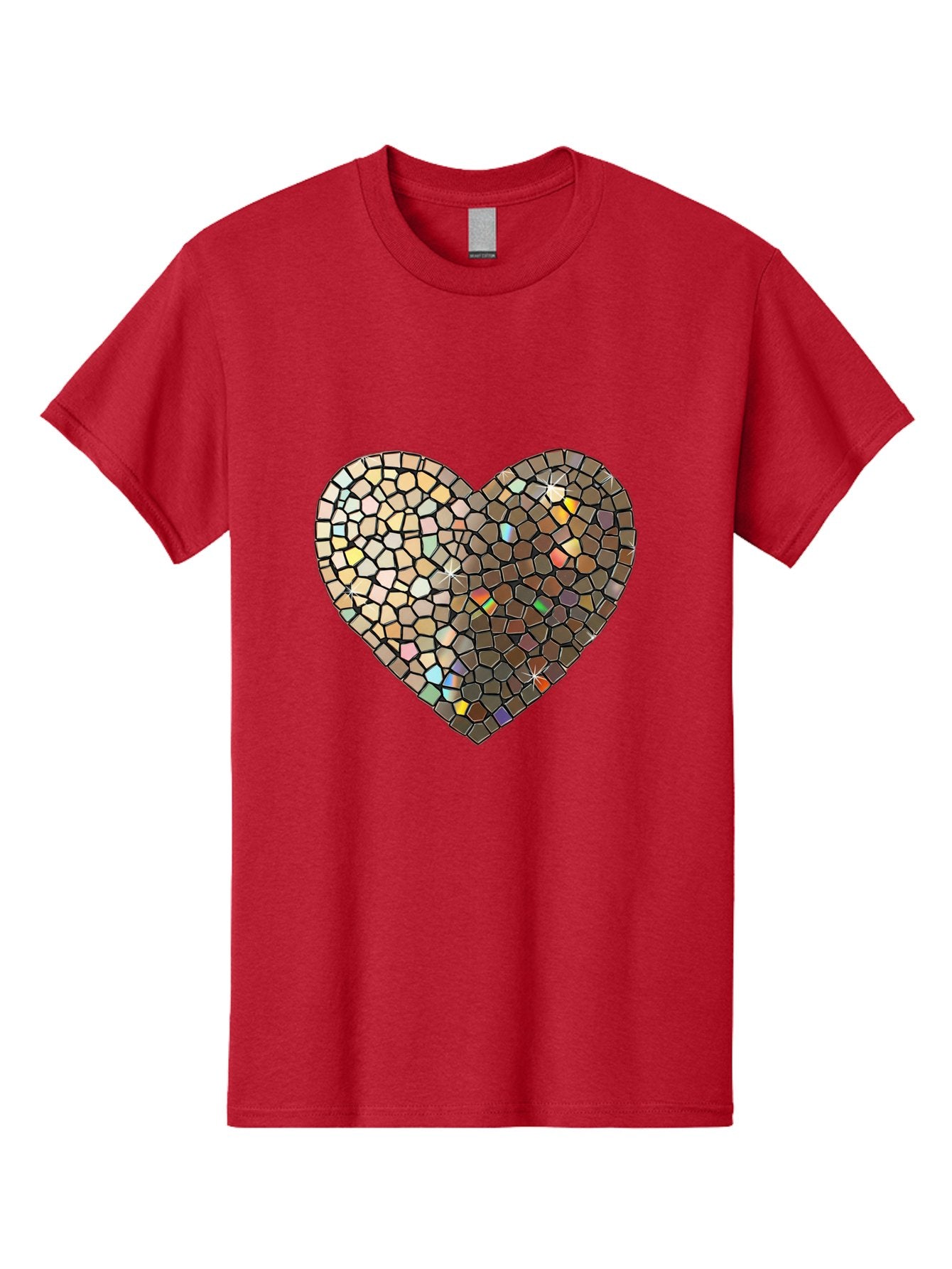 Mosaic-Heart-2 Men'S Graphic Tee, 100% Cotton, Comfortable Casual Summer Wear, Machine Washable, Vintage Camera, Old Camera, Antique Camera, Black Camera, Classic Photography, Photography Equipment, Nostalgic Device, Film Camera, Camera Art Bak905