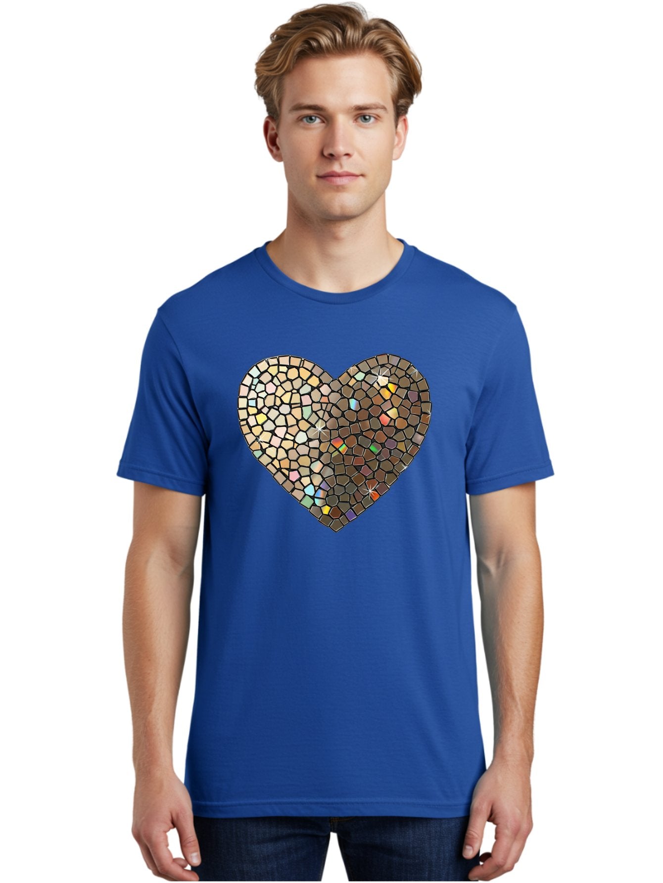 Mosaic-Heart-2 Men'S Graphic Tee, 100% Cotton, Comfortable Casual Summer Wear, Machine Washable, Vintage Camera, Old Camera, Antique Camera, Black Camera, Classic Photography, Photography Equipment, Nostalgic Device, Film Camera, Camera Art Bak905 22