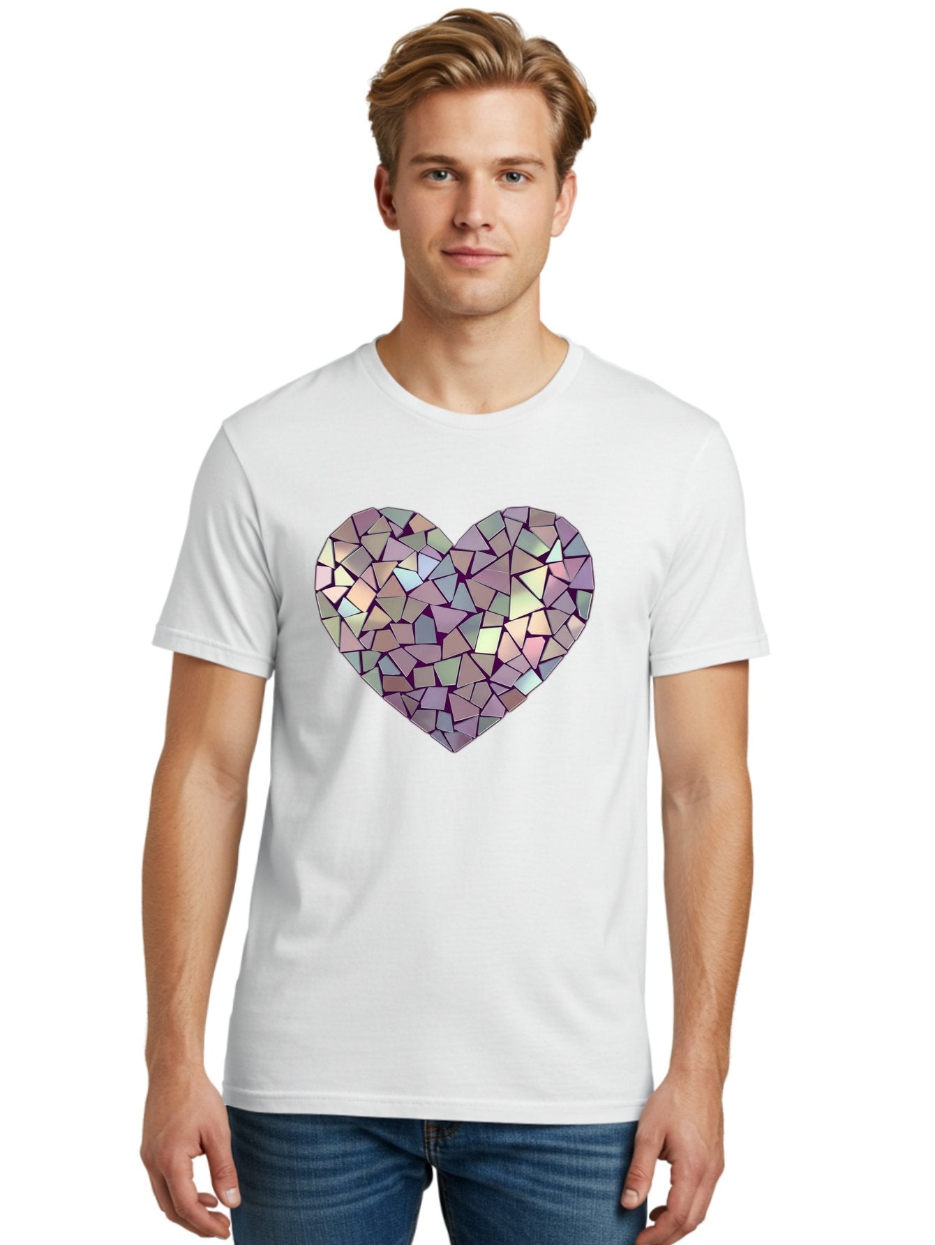 Mosaic-Heart Men'S Graphic Tee, 100% Cotton, Comfortable Casual Summer Wear, Machine Washable, Vintage Camera, Old Camera, Antique Camera, Black Camera, Classic Photography, Photography Equipment, Nostalgic Device, Film Camera, Camera Art Bak906 24