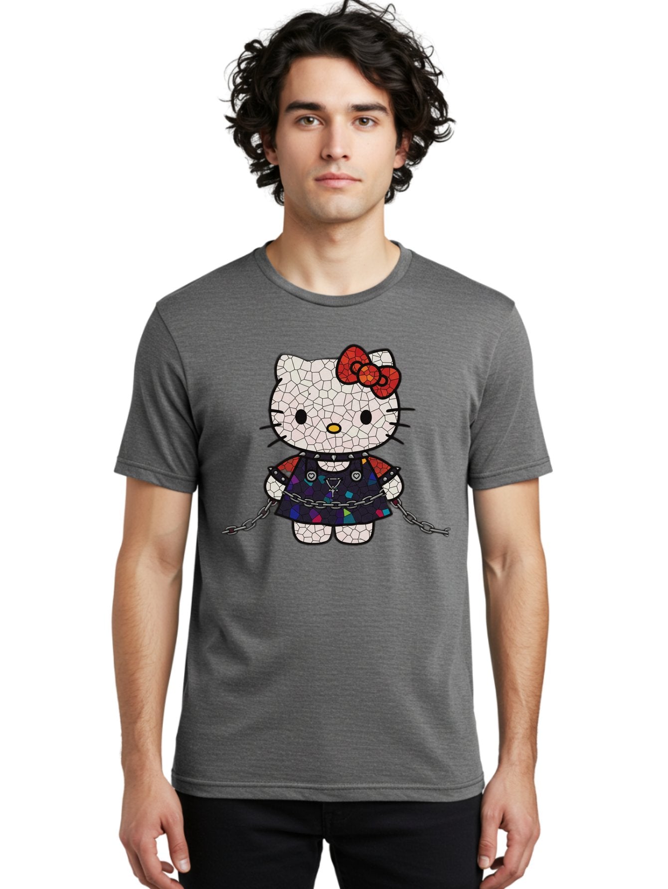 Mosaic-Hello-Kitty Men'S Graphic Tee, 100% Cotton, Comfortable Casual Summer Wear, Machine Washable, Vintage Camera, Old Camera, Antique Camera, Black Camera, Classic Photography, Photography Equipment, Nostalgic Device, Film Camera, Bak907 25