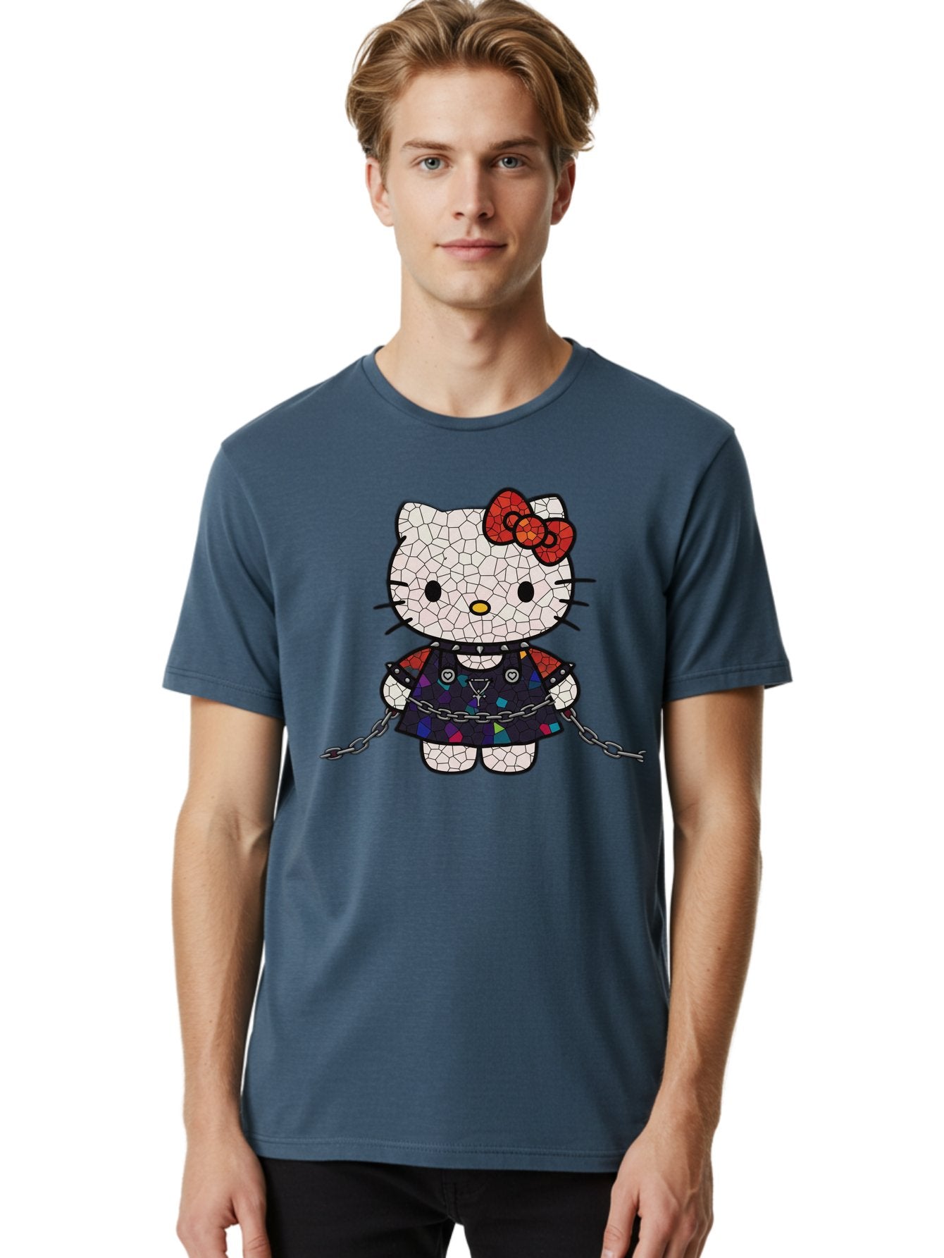 Mosaic-Hello-Kitty Men'S Graphic Tee, 100% Cotton, Comfortable Casual Summer Wear, Machine Washable, Vintage Camera, Old Camera, Antique Camera, Black Camera, Classic Photography, Photography Equipment, Nostalgic Device, Film Camera, Bak907 17