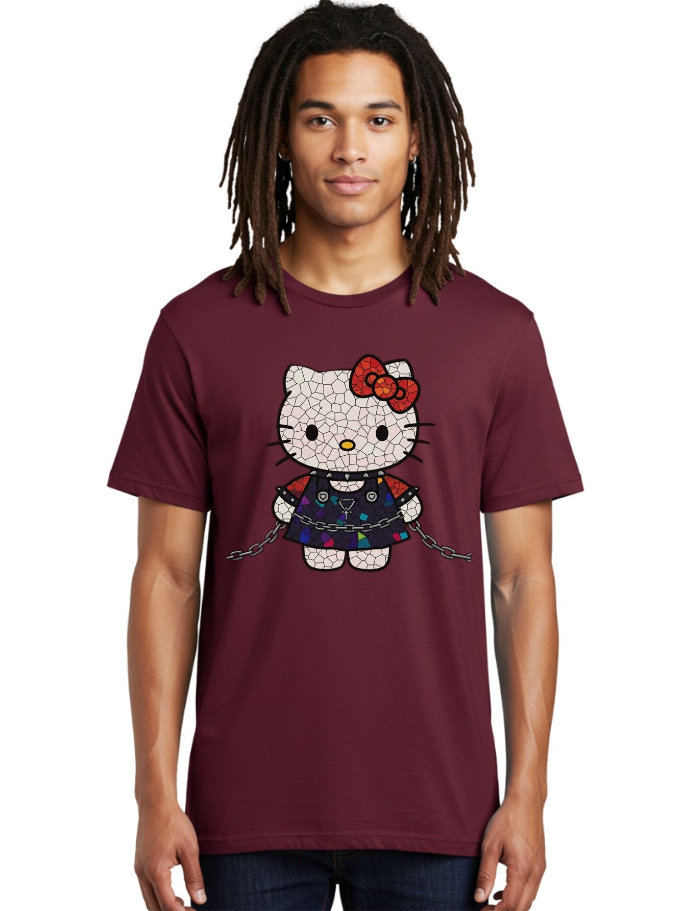 Mosaic-Hello-Kitty Men'S Graphic Tee, 100% Cotton, Comfortable Casual Summer Wear, Machine Washable, Vintage Camera, Old Camera, Antique Camera, Black Camera, Classic Photography, Photography Equipment, Nostalgic Device, Film Camera, Bak907 24