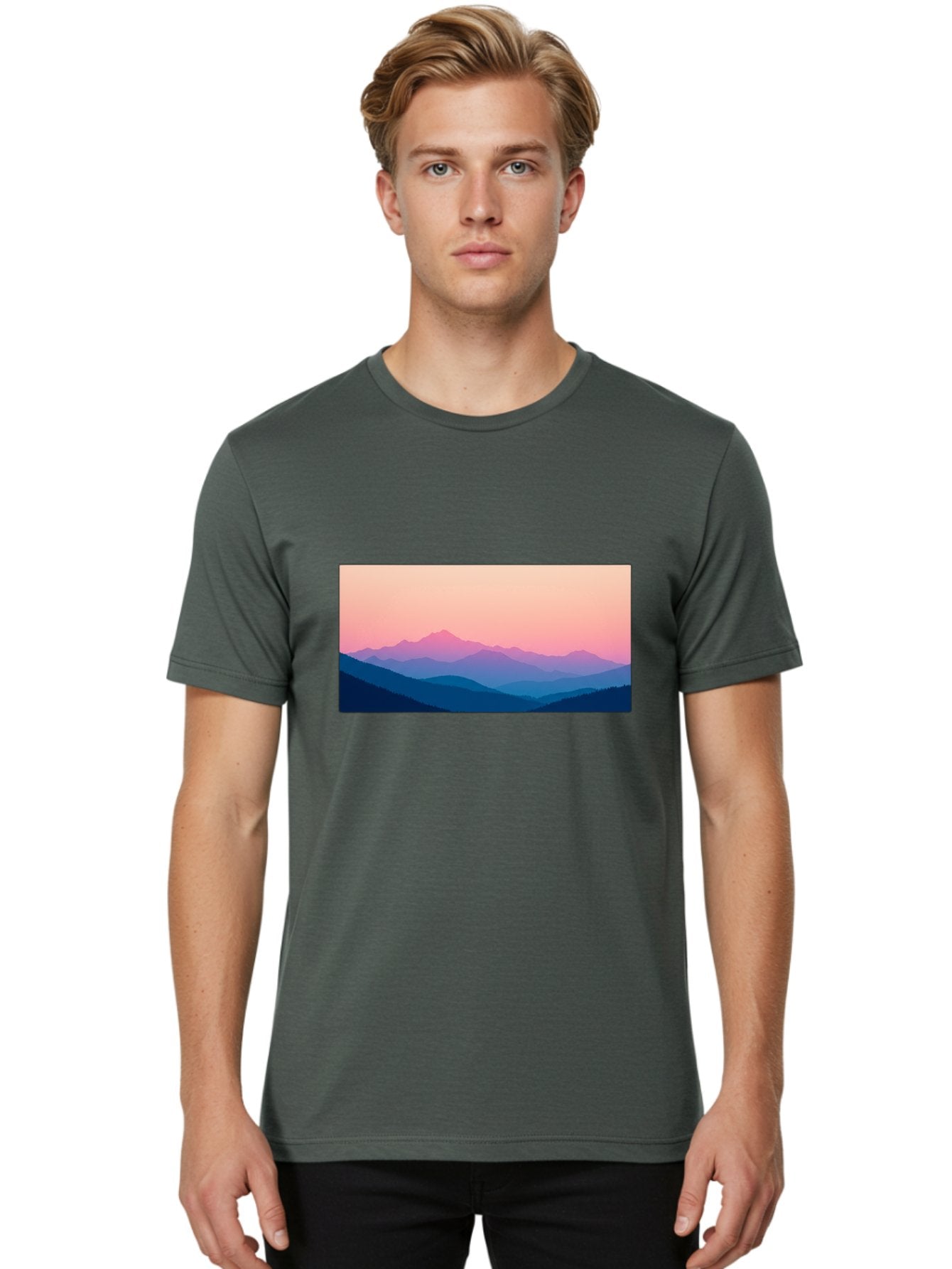 Mountain-Silhouettes Men'S Graphic Tee, 100% Cotton, Comfortable Casual Summer Wear, Machine Washable, Vintage Camera, Old Camera, Antique Camera, Black Camera, Classic Photography, Photography Equipment, Nostalgic Device, Film Camera, Bak913 29