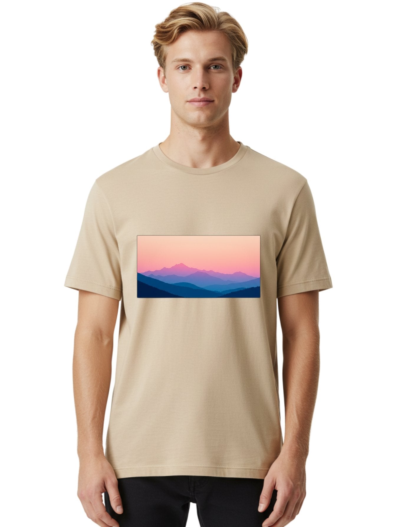 Mountain-Silhouettes Men'S Graphic Tee, 100% Cotton, Comfortable Casual Summer Wear, Machine Washable, Vintage Camera, Old Camera, Antique Camera, Black Camera, Classic Photography, Photography Equipment, Nostalgic Device, Film Camera, Bak913 27