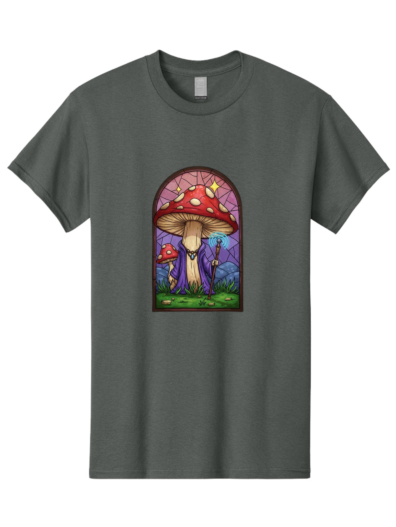 Mushroom-Wizard-Stained-Glass Men'S Graphic Tee, 100% Cotton, Comfortable Casual Summer Wear, Machine Washable, Vintage Camera, Old Camera, Antique Camera, Black Camera, Classic Photography, Photography Equipment, Nostalgic Device, Bak920 4