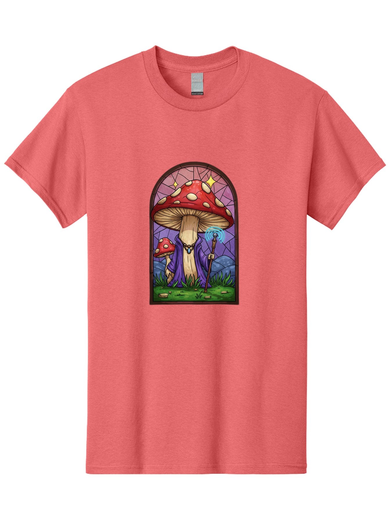 Mushroom-Wizard-Stained-Glass Men'S Graphic Tee, 100% Cotton, Comfortable Casual Summer Wear, Machine Washable, Vintage Camera, Old Camera, Antique Camera, Black Camera, Classic Photography, Photography Equipment, Nostalgic Device, Bak920 11