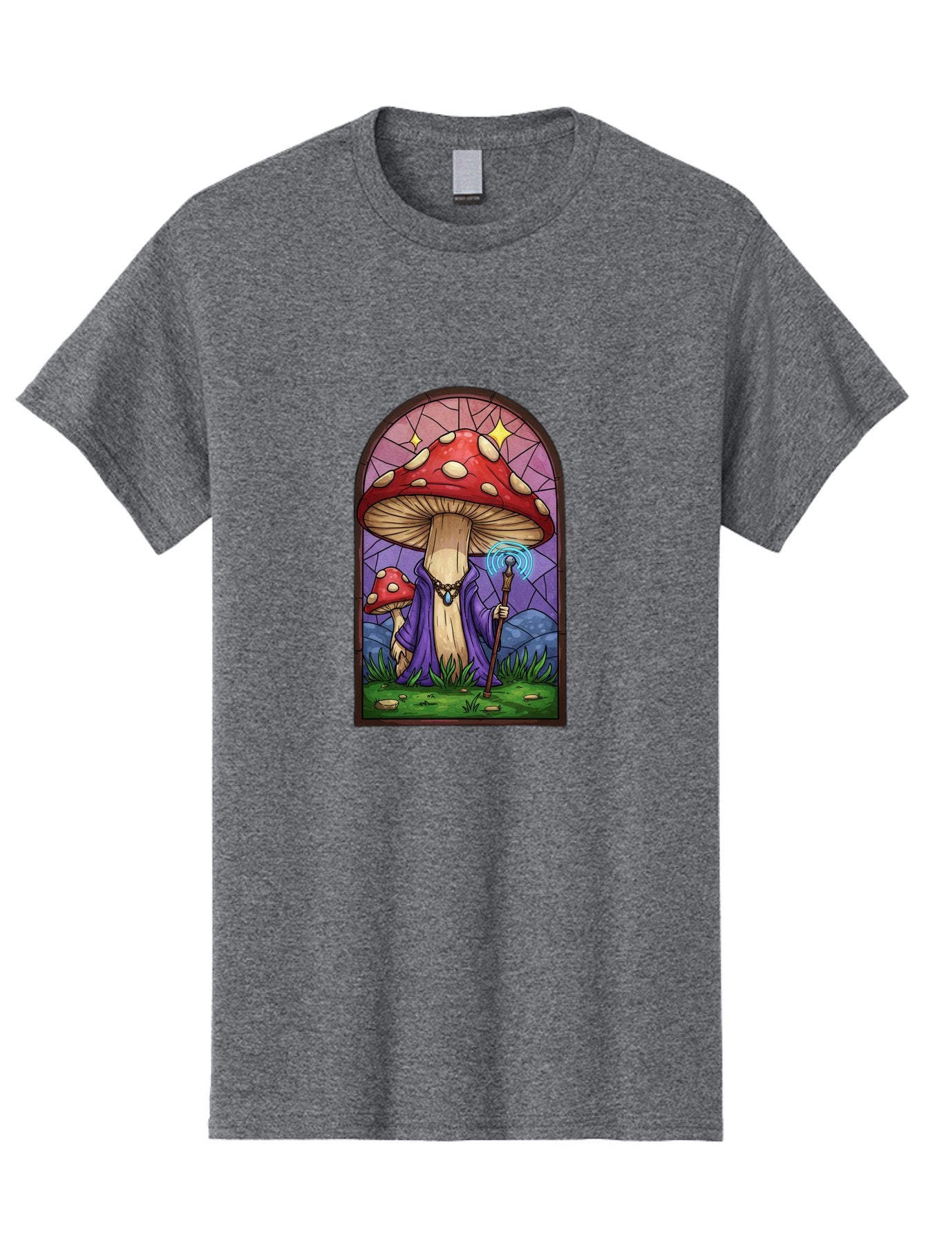 Mushroom-Wizard-Stained-Glass Men'S Graphic Tee, 100% Cotton, Comfortable Casual Summer Wear, Machine Washable, Vintage Camera, Old Camera, Antique Camera, Black Camera, Classic Photography, Photography Equipment, Nostalgic Device, Bak920 15