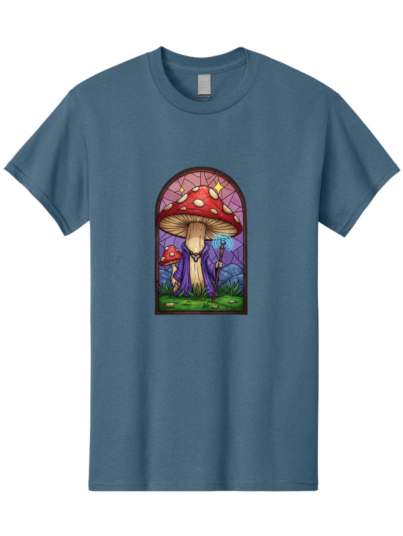 Mushroom-Wizard-Stained-Glass Men'S Graphic Tee, 100% Cotton, Comfortable Casual Summer Wear, Machine Washable, Vintage Camera, Old Camera, Antique Camera, Black Camera, Classic Photography, Photography Equipment, Nostalgic Device, Bak920 7