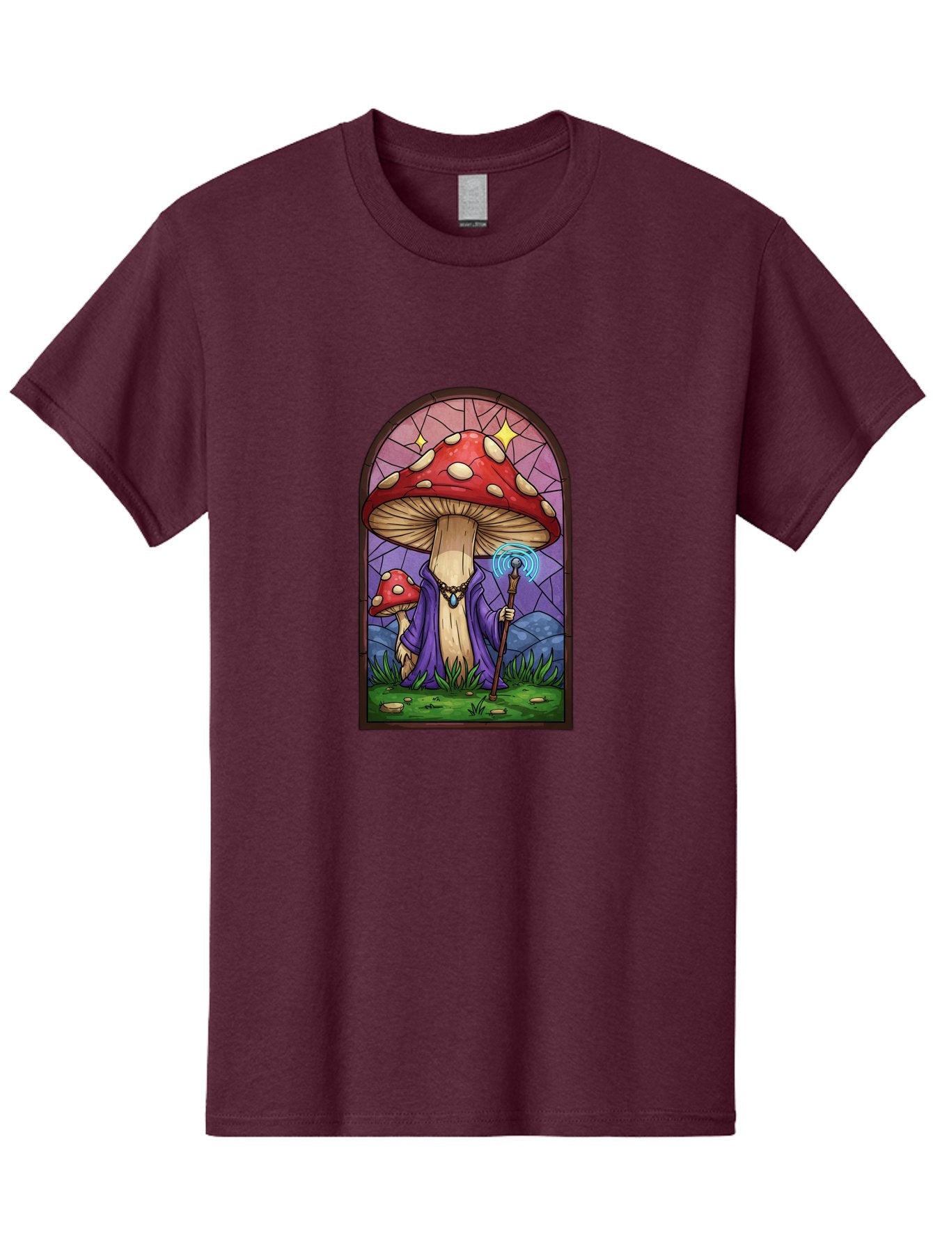 Mushroom-Wizard-Stained-Glass Men'S Graphic Tee, 100% Cotton, Comfortable Casual Summer Wear, Machine Washable, Vintage Camera, Old Camera, Antique Camera, Black Camera, Classic Photography, Photography Equipment, Nostalgic Device, Bak920 10