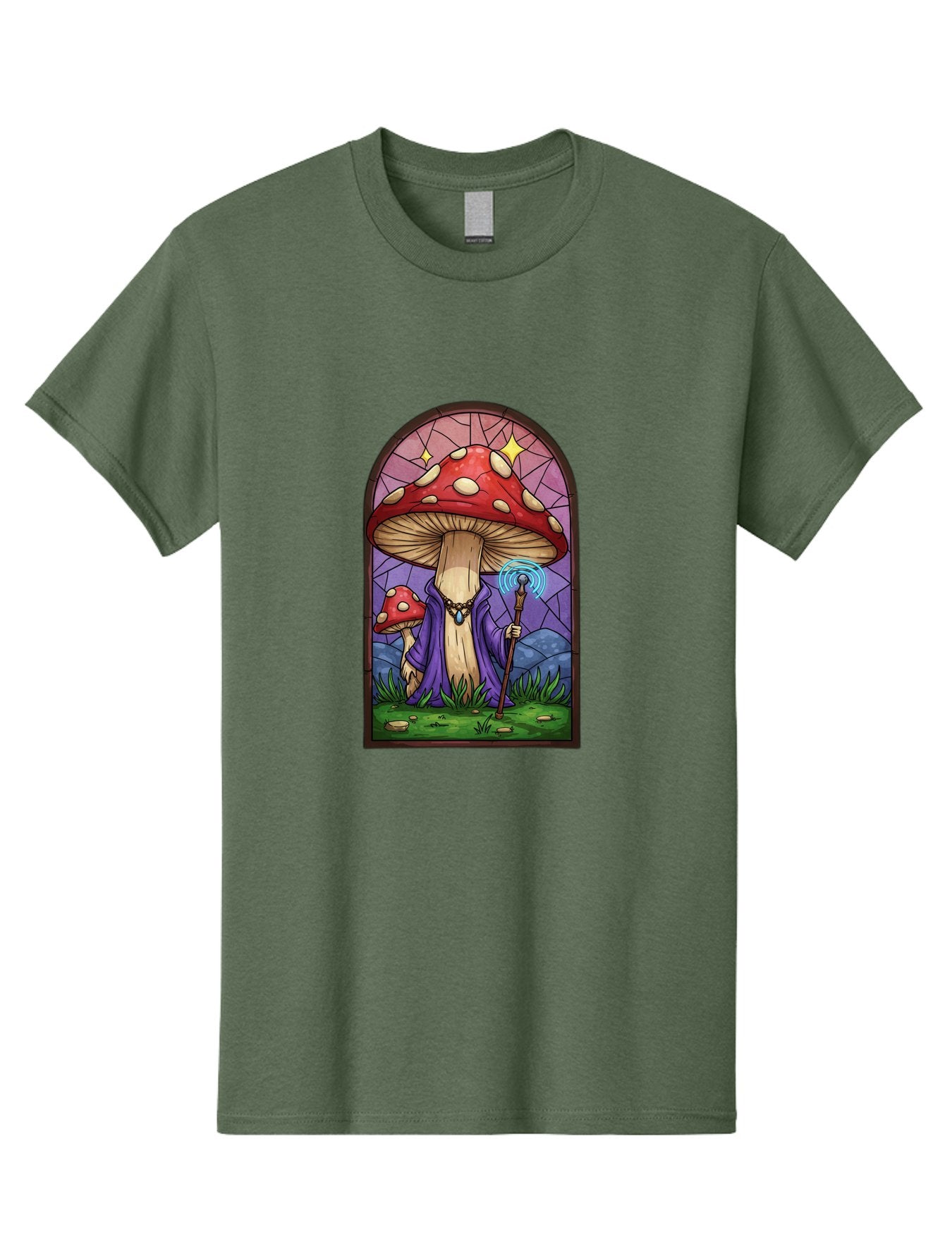 Mushroom-Wizard-Stained-Glass Men'S Graphic Tee, 100% Cotton, Comfortable Casual Summer Wear, Machine Washable, Vintage Camera, Old Camera, Antique Camera, Black Camera, Classic Photography, Photography Equipment, Nostalgic Device, Bak920 3