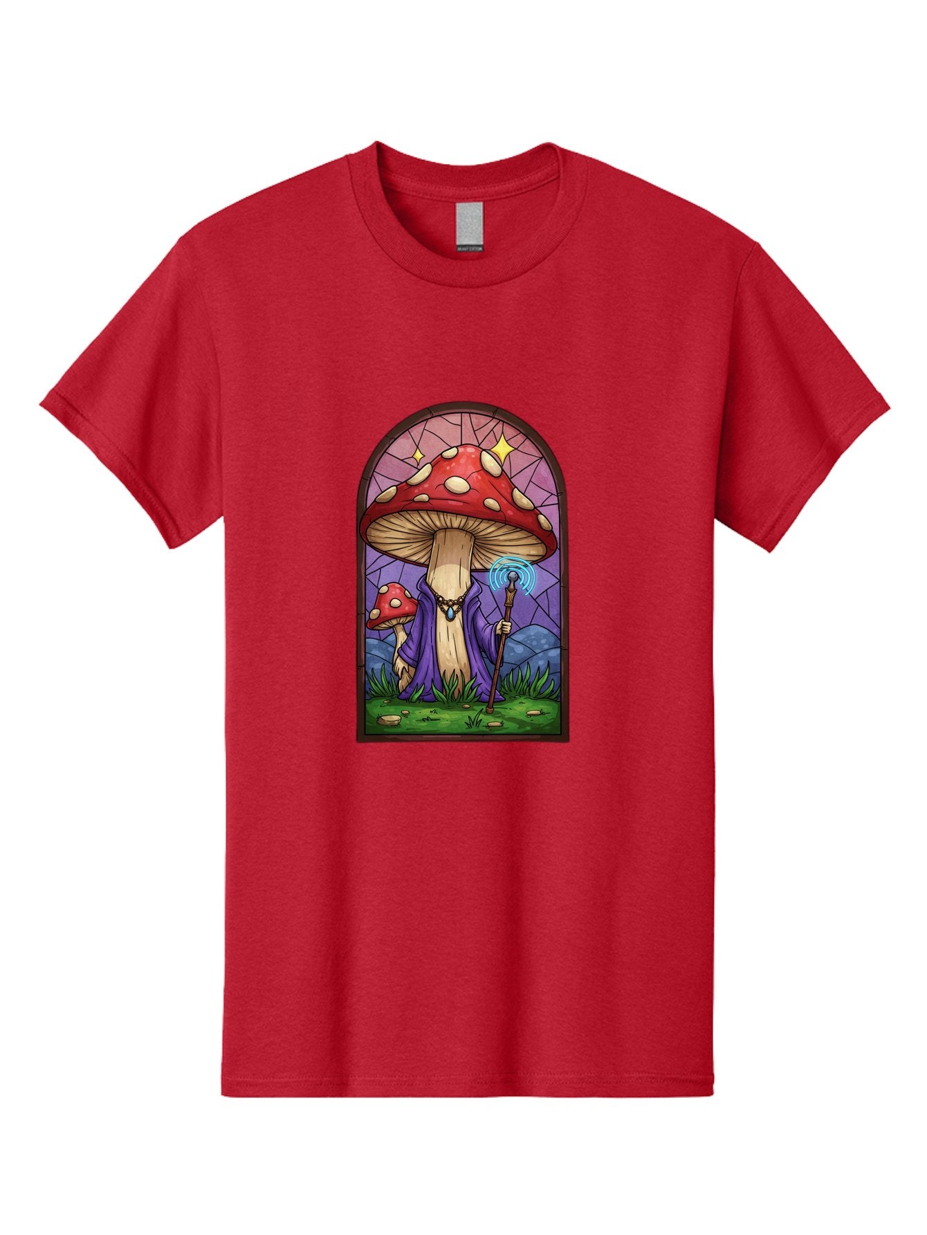 Mushroom-Wizard-Stained-Glass Men'S Graphic Tee, 100% Cotton, Comfortable Casual Summer Wear, Machine Washable, Vintage Camera, Old Camera, Antique Camera, Black Camera, Classic Photography, Photography Equipment, Nostalgic Device, Bak920 5