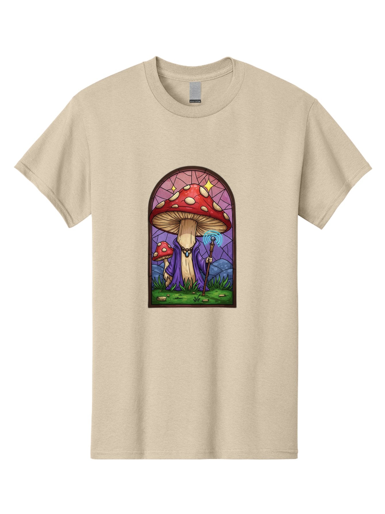 Mushroom-Wizard-Stained-Glass Men'S Graphic Tee, 100% Cotton, Comfortable Casual Summer Wear, Machine Washable, Vintage Camera, Old Camera, Antique Camera, Black Camera, Classic Photography, Photography Equipment, Nostalgic Device, Bak920 12