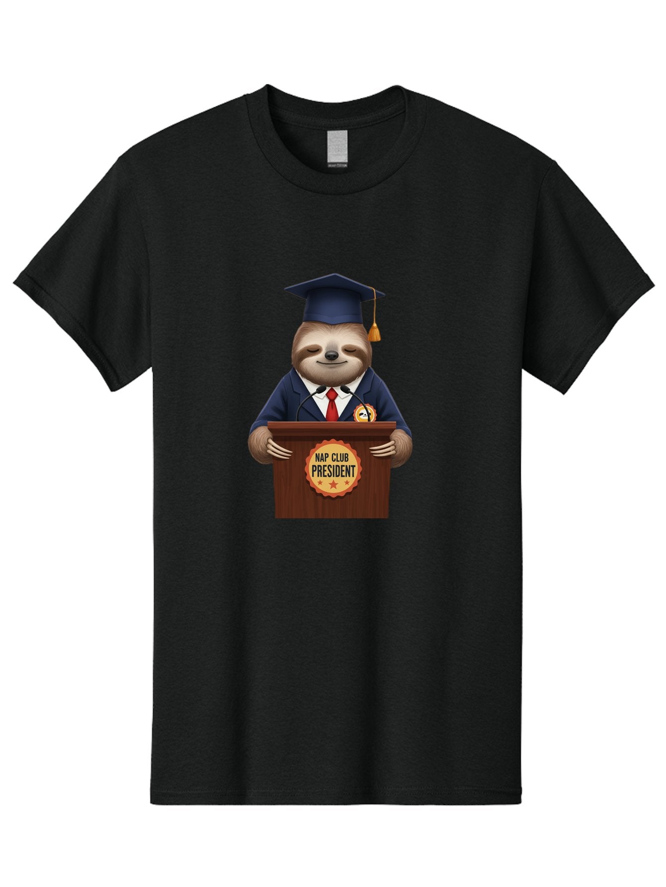 Nap-Club-President-Sloth Men'S Graphic Tee, 100% Cotton, Comfortable Casual Summer Wear, Machine Washable, Vintage Camera, Old Camera, Antique Camera, Black Camera, Classic Photography, Photography Equipment, Nostalgic Device, Film Camera, Bak933