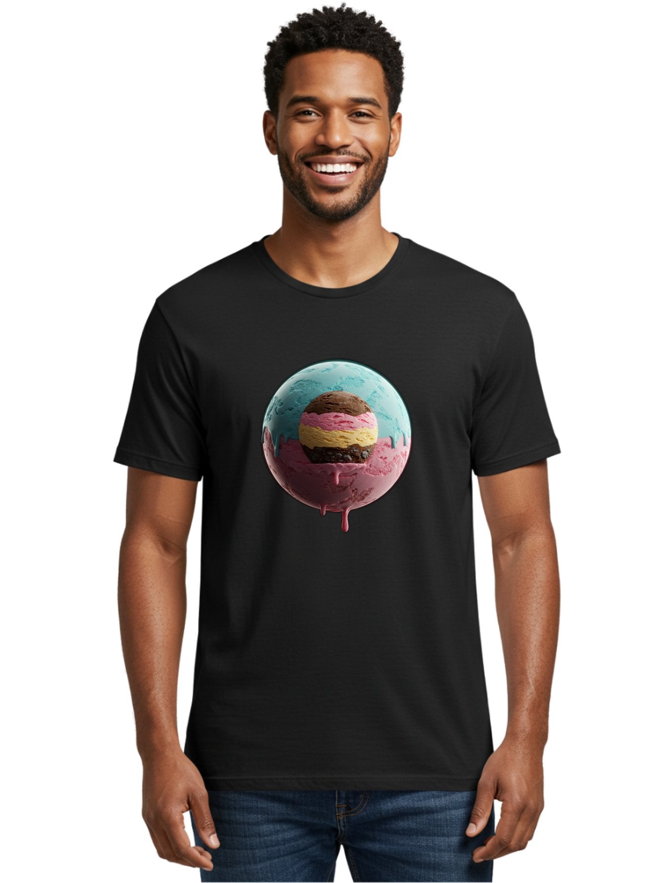 Neapolitan-Ice-Cream-Globe Men'S Graphic Tee, 100% Cotton, Comfortable Casual Summer Wear, Machine Washable, Vintage Camera, Old Camera, Antique Camera, Black Camera, Classic Photography, Photography Equipment, Nostalgic Device, Film Camera, Bak936 17