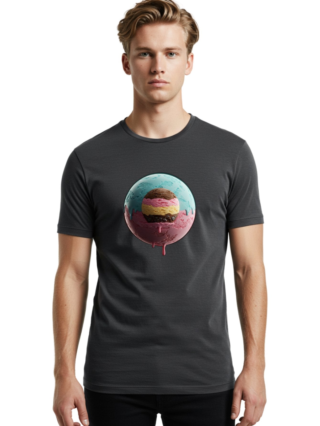 Neapolitan-Ice-Cream-Globe Men'S Graphic Tee, 100% Cotton, Comfortable Casual Summer Wear, Machine Washable, Vintage Camera, Old Camera, Antique Camera, Black Camera, Classic Photography, Photography Equipment, Nostalgic Device, Film Camera, Bak936 23