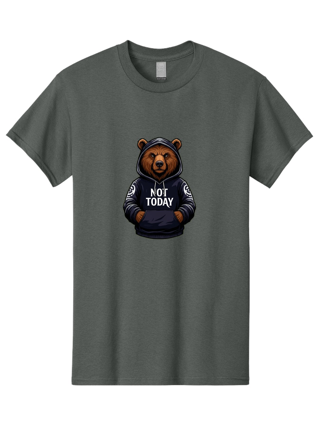 Not-Today-Bear-12 Men'S Graphic Tee, 100% Cotton, Comfortable Casual Summer Wear, Machine Washable, Vintage Camera, Old Camera, Antique Camera, Black Camera, Classic Photography, Photography Equipment, Nostalgic Device, Film Camera, Camera Art Bak960