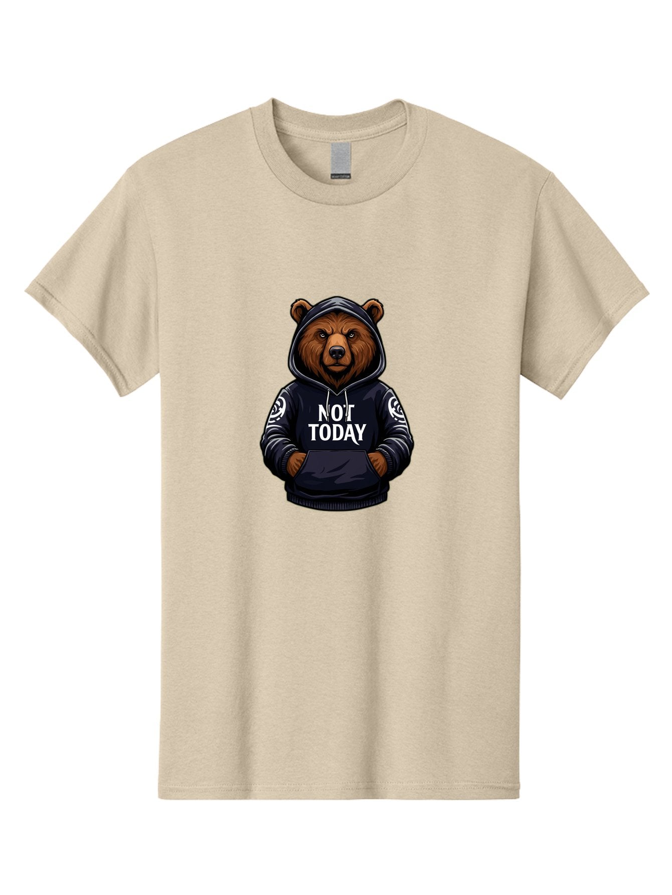 Not-Today-Bear-12 Men'S Graphic Tee, 100% Cotton, Comfortable Casual Summer Wear, Machine Washable, Vintage Camera, Old Camera, Antique Camera, Black Camera, Classic Photography, Photography Equipment, Nostalgic Device, Film Camera, Camera Art Bak960