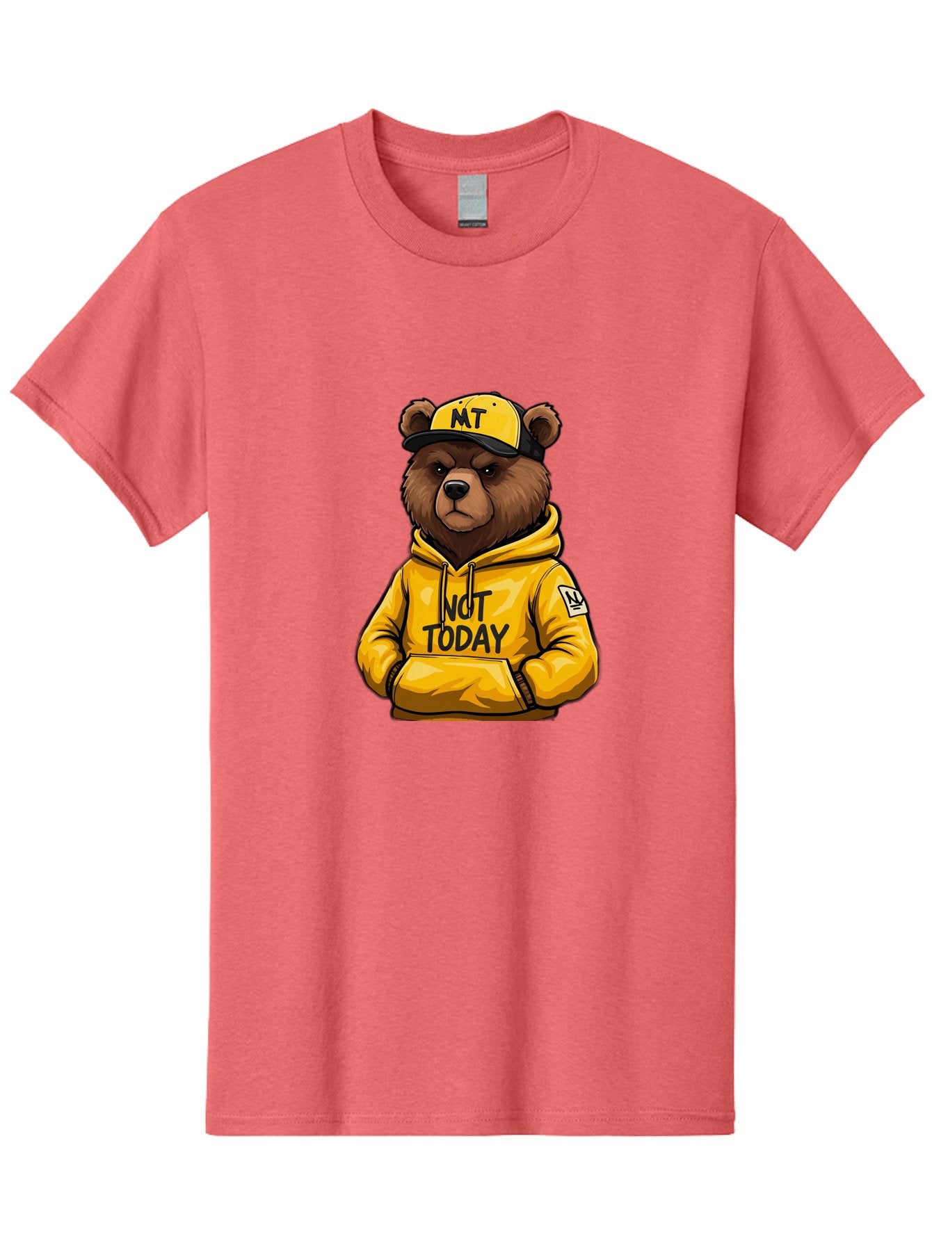 Not-Today-Bear-3 Men'S Graphic Tee, 100% Cotton, Comfortable Casual Summer Wear, Machine Washable, Vintage Camera, Old Camera, Antique Camera, Black Camera, Classic Photography, Photography Equipment, Nostalgic Device, Film Camera, Camera Art Bak964