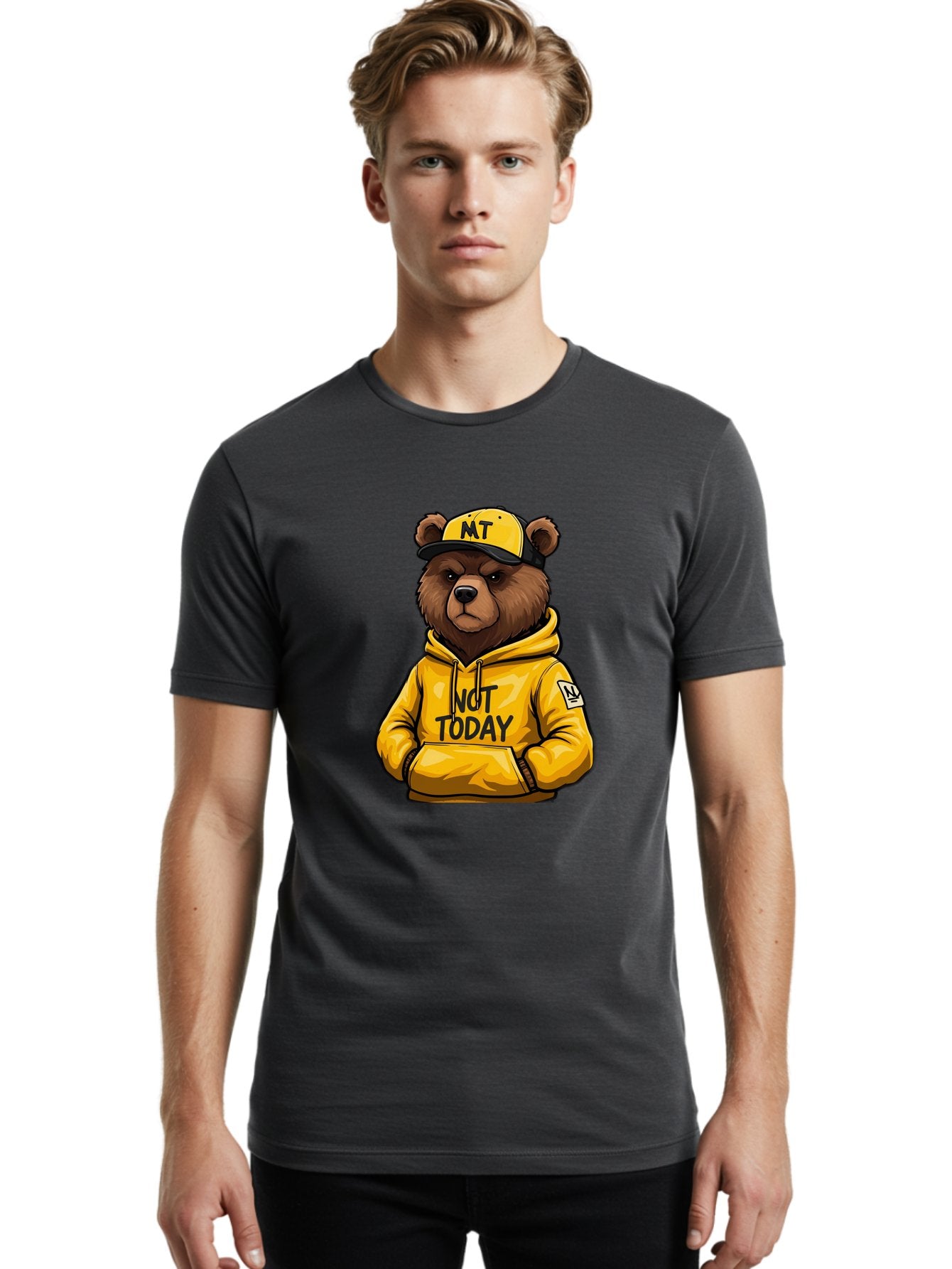 Not-Today-Bear-3 Men'S Graphic Tee, 100% Cotton, Comfortable Casual Summer Wear, Machine Washable, Vintage Camera, Old Camera, Antique Camera, Black Camera, Classic Photography, Photography Equipment, Nostalgic Device, Film Camera, Camera Art Bak964 22