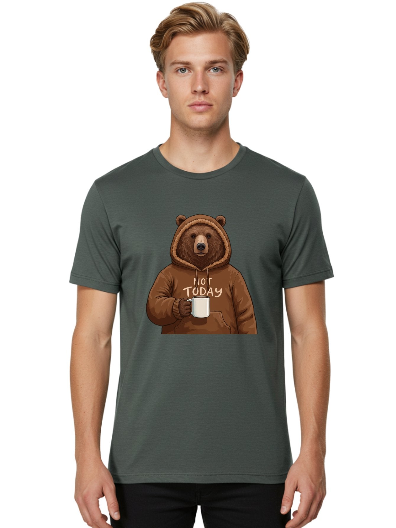 Not-Today-Bear-4 Men'S Graphic Tee, 100% Cotton, Comfortable Casual Summer Wear, Machine Washable, Vintage Camera, Old Camera, Antique Camera, Black Camera, Classic Photography, Photography Equipment, Nostalgic Device, Film Camera, Camera Art Bak965 16