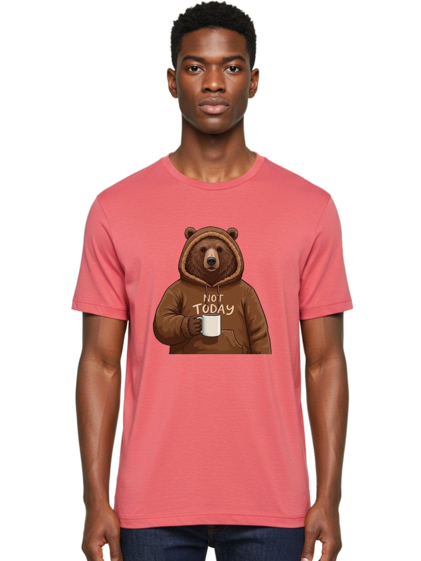 Not-Today-Bear-4 Men'S Graphic Tee, 100% Cotton, Comfortable Casual Summer Wear, Machine Washable, Vintage Camera, Old Camera, Antique Camera, Black Camera, Classic Photography, Photography Equipment, Nostalgic Device, Film Camera, Camera Art Bak965 24