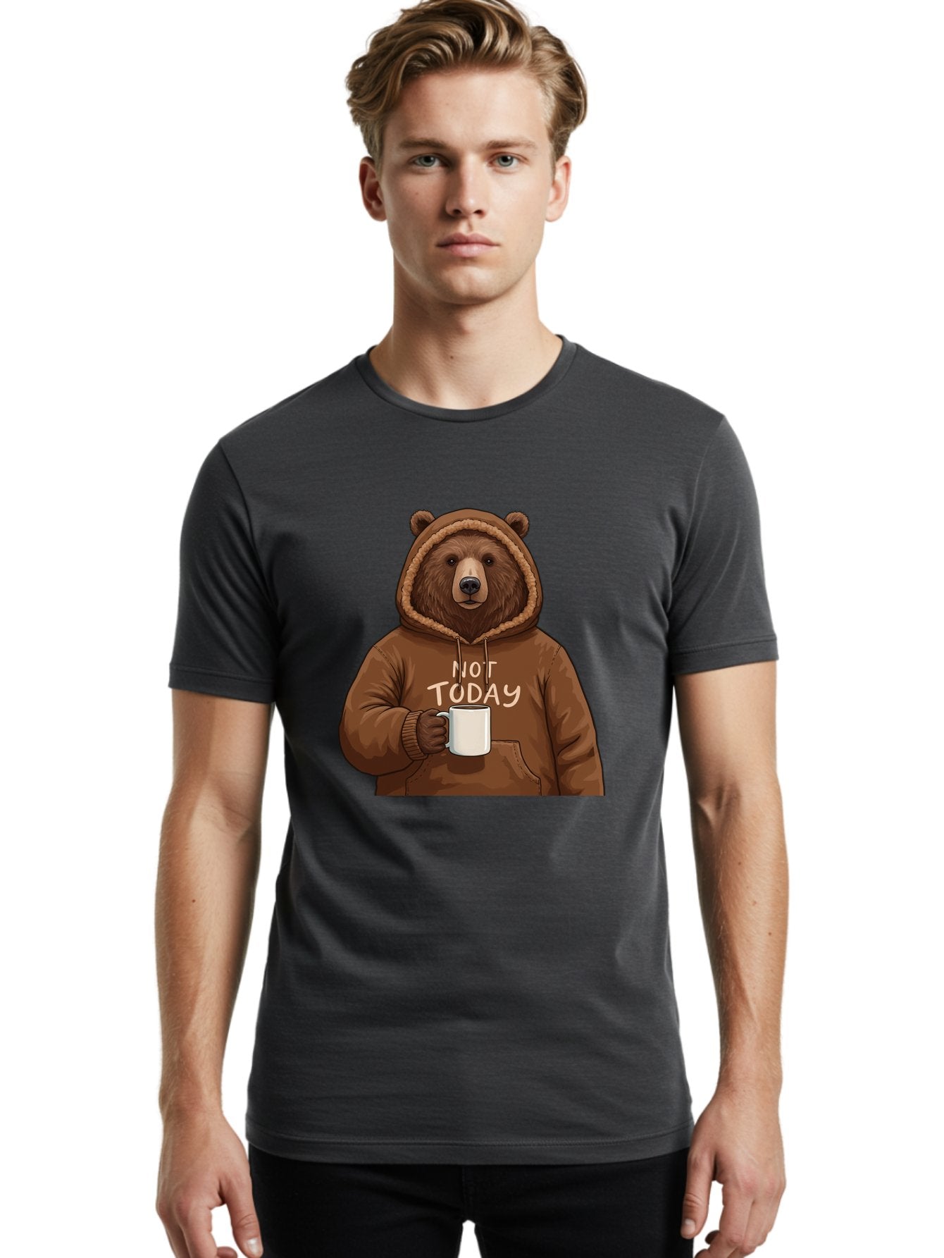 Not-Today-Bear-4 Men'S Graphic Tee, 100% Cotton, Comfortable Casual Summer Wear, Machine Washable, Vintage Camera, Old Camera, Antique Camera, Black Camera, Classic Photography, Photography Equipment, Nostalgic Device, Film Camera, Camera Art Bak965 18