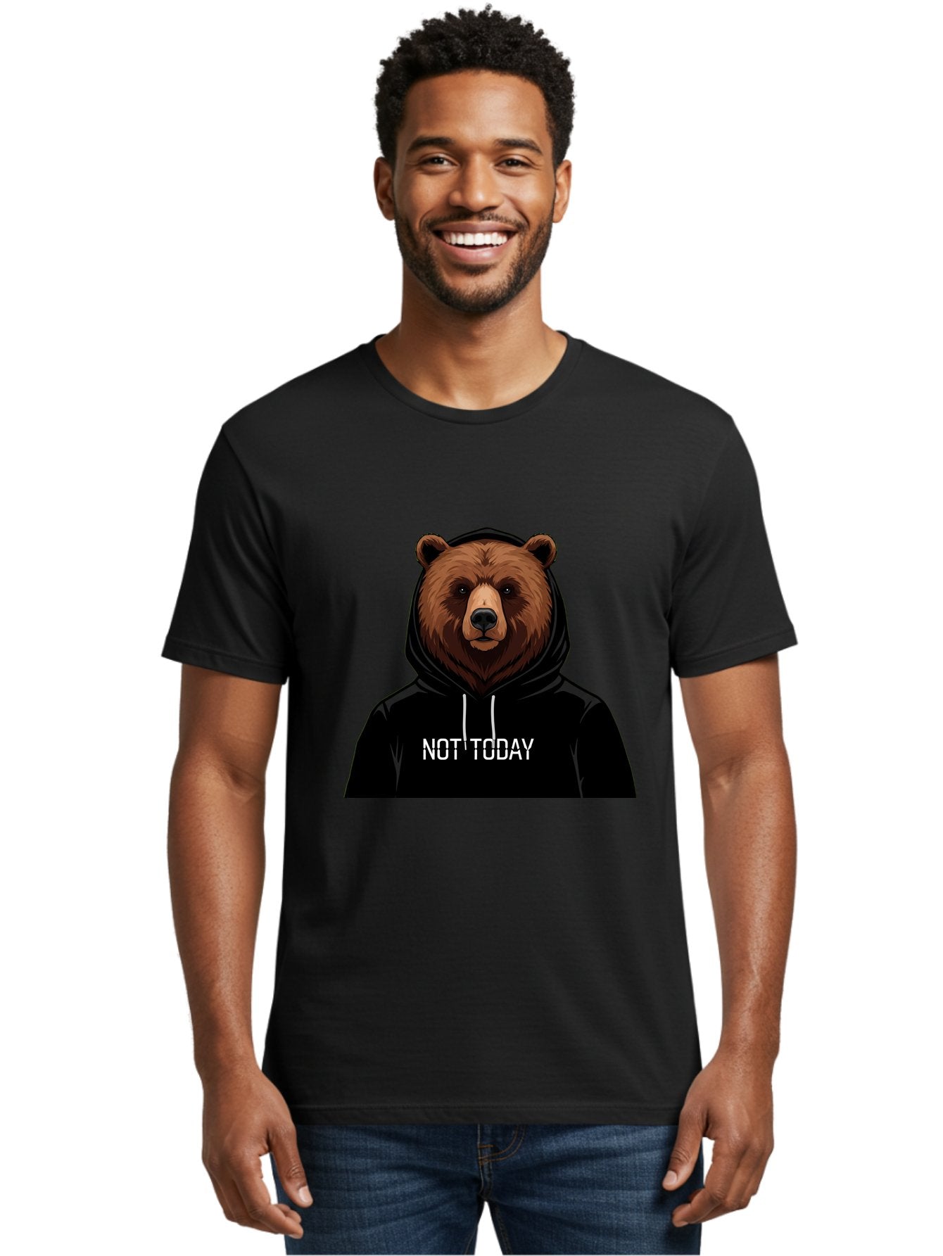 Not-Today-Bear-5 Men'S Graphic Tee, 100% Cotton, Comfortable Casual Summer Wear, Machine Washable, Vintage Camera, Old Camera, Antique Camera, Black Camera, Classic Photography, Photography Equipment, Nostalgic Device, Film Camera, Camera Art Bak966 25