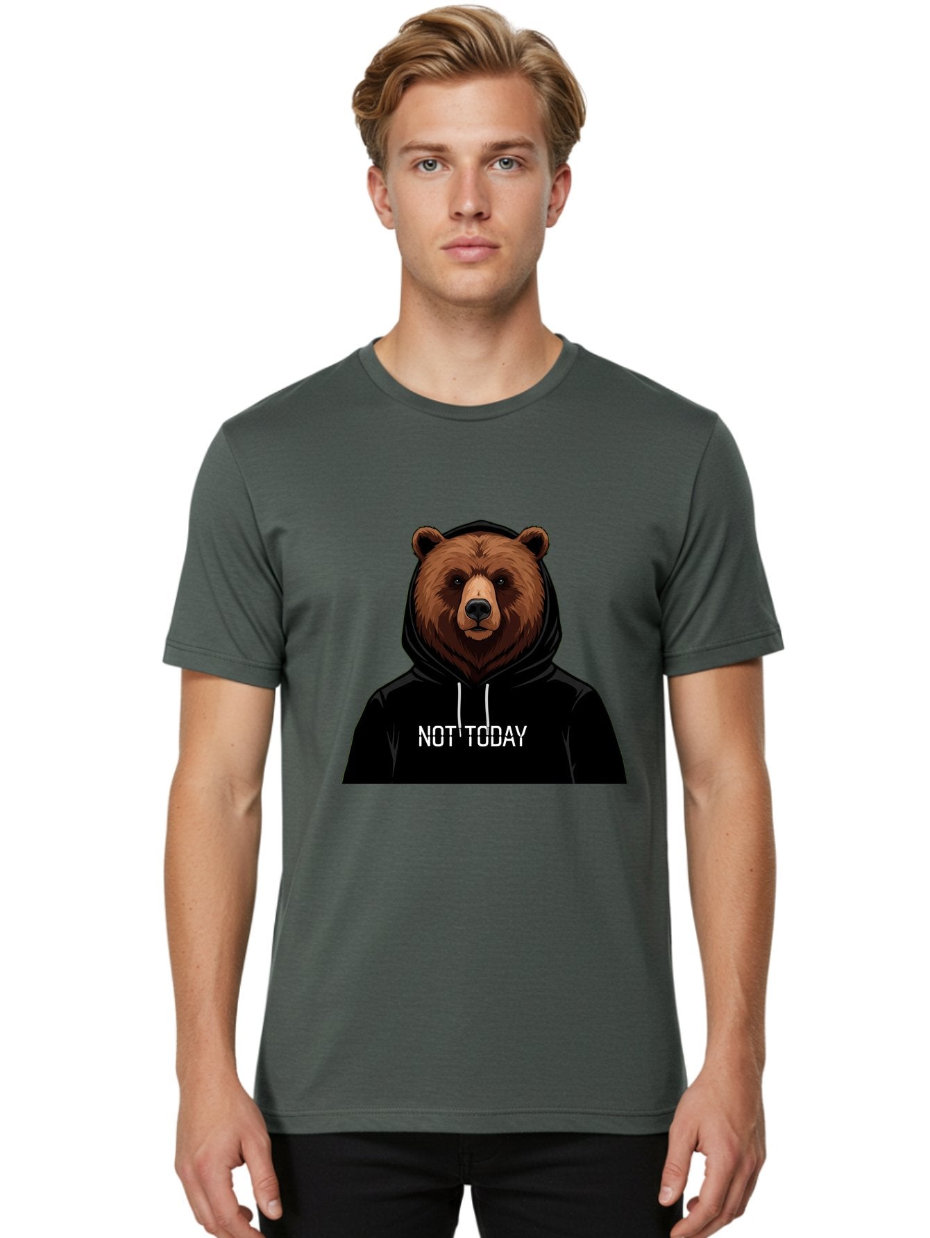 Not-Today-Bear-5 Men'S Graphic Tee, 100% Cotton, Comfortable Casual Summer Wear, Machine Washable, Vintage Camera, Old Camera, Antique Camera, Black Camera, Classic Photography, Photography Equipment, Nostalgic Device, Film Camera, Camera Art Bak966 22