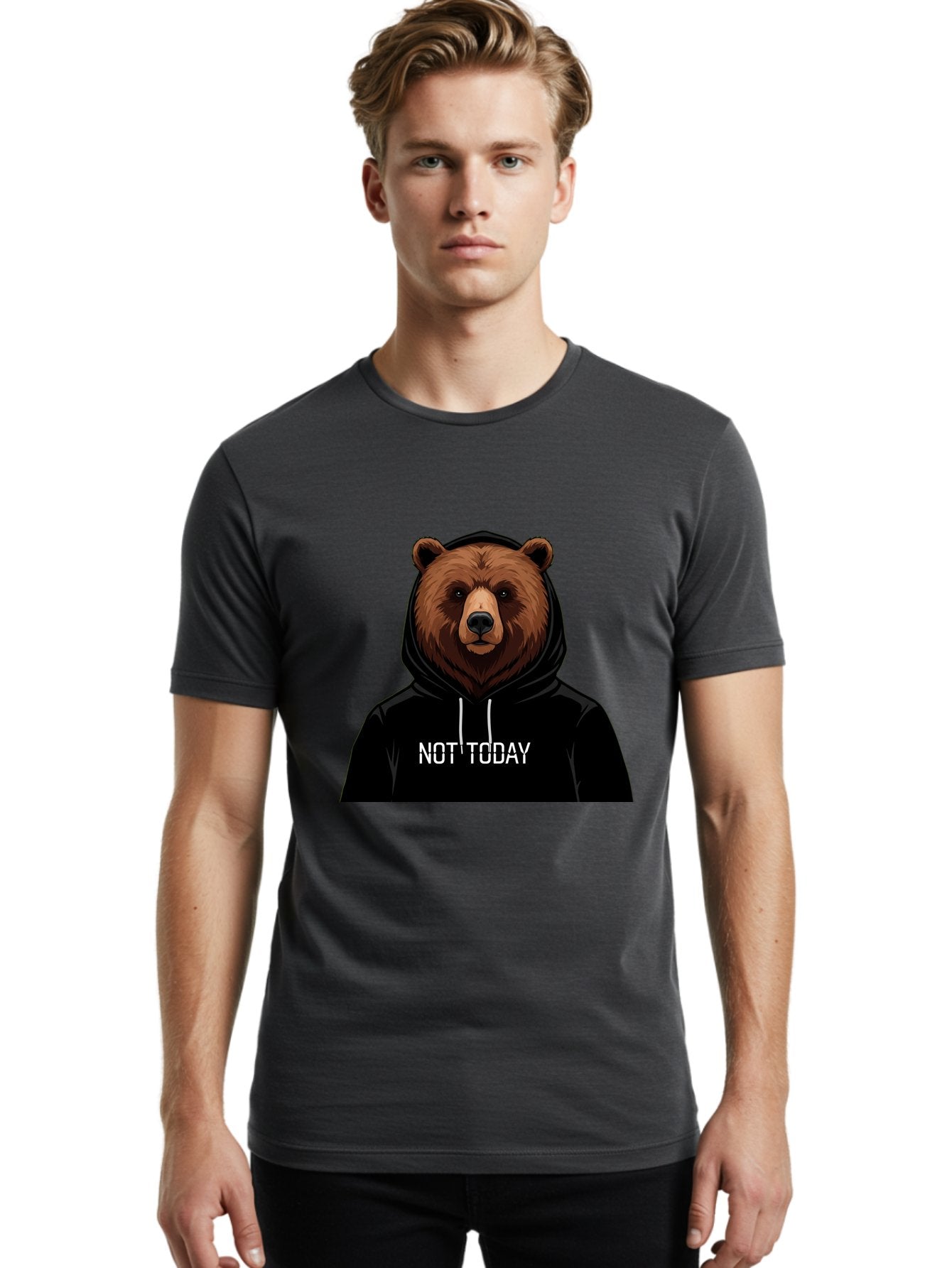 Not-Today-Bear-5 Men'S Graphic Tee, 100% Cotton, Comfortable Casual Summer Wear, Machine Washable, Vintage Camera, Old Camera, Antique Camera, Black Camera, Classic Photography, Photography Equipment, Nostalgic Device, Film Camera, Camera Art Bak966 26