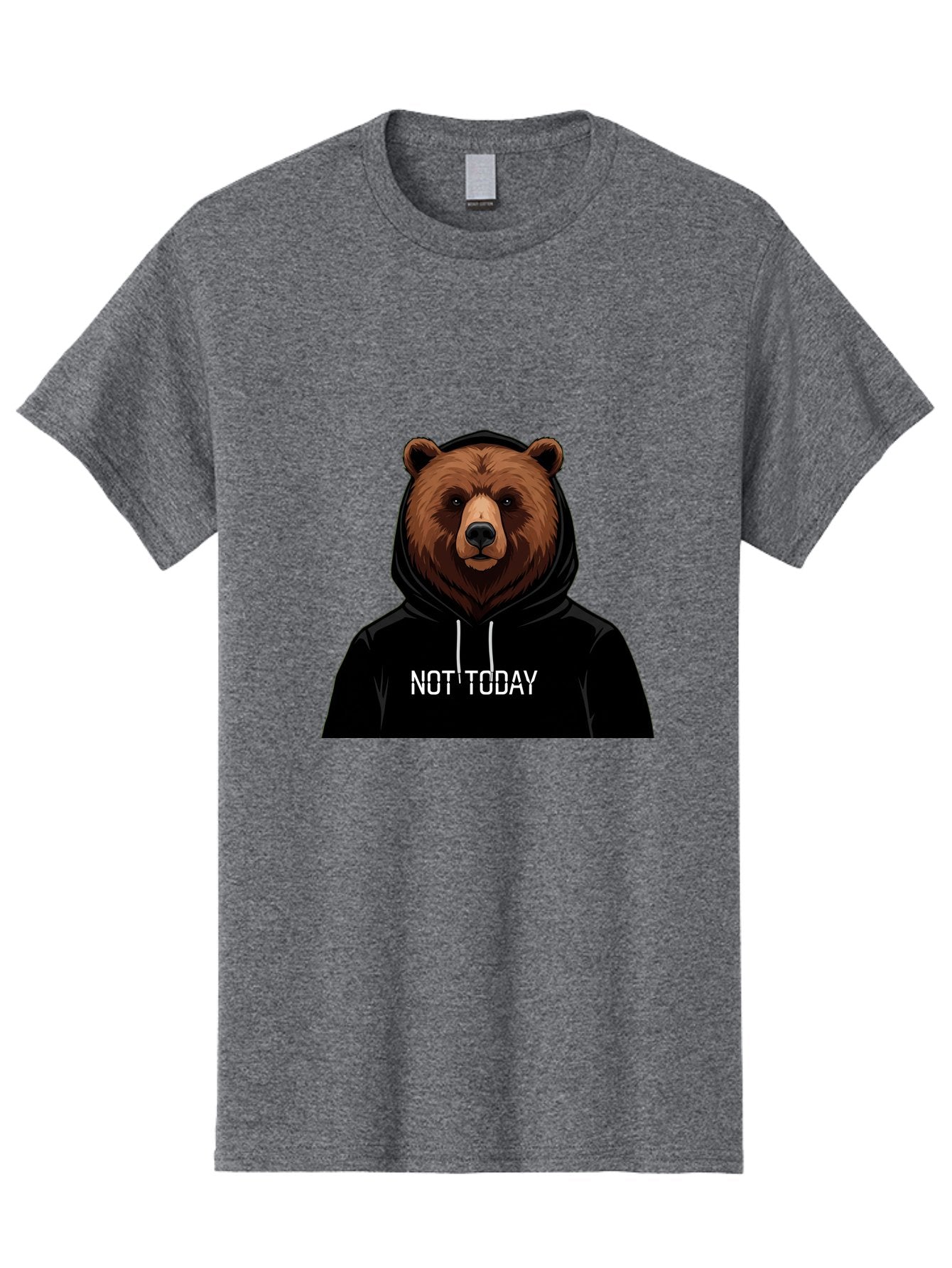 Not-Today-Bear-5 Men'S Graphic Tee, 100% Cotton, Comfortable Casual Summer Wear, Machine Washable, Vintage Camera, Old Camera, Antique Camera, Black Camera, Classic Photography, Photography Equipment, Nostalgic Device, Film Camera, Camera Art Bak966