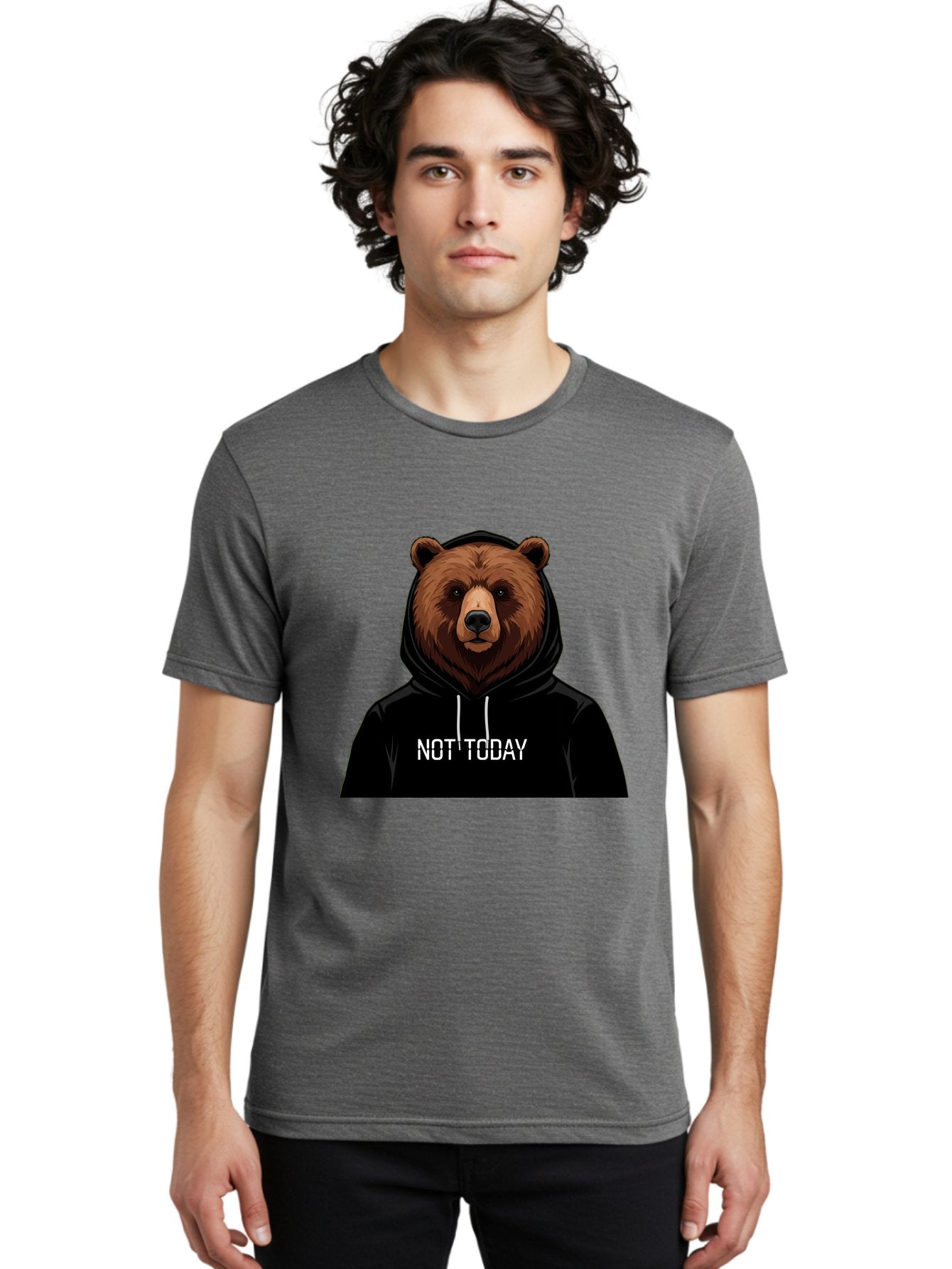 Not-Today-Bear-5 Men'S Graphic Tee, 100% Cotton, Comfortable Casual Summer Wear, Machine Washable, Vintage Camera, Old Camera, Antique Camera, Black Camera, Classic Photography, Photography Equipment, Nostalgic Device, Film Camera, Camera Art Bak966 21