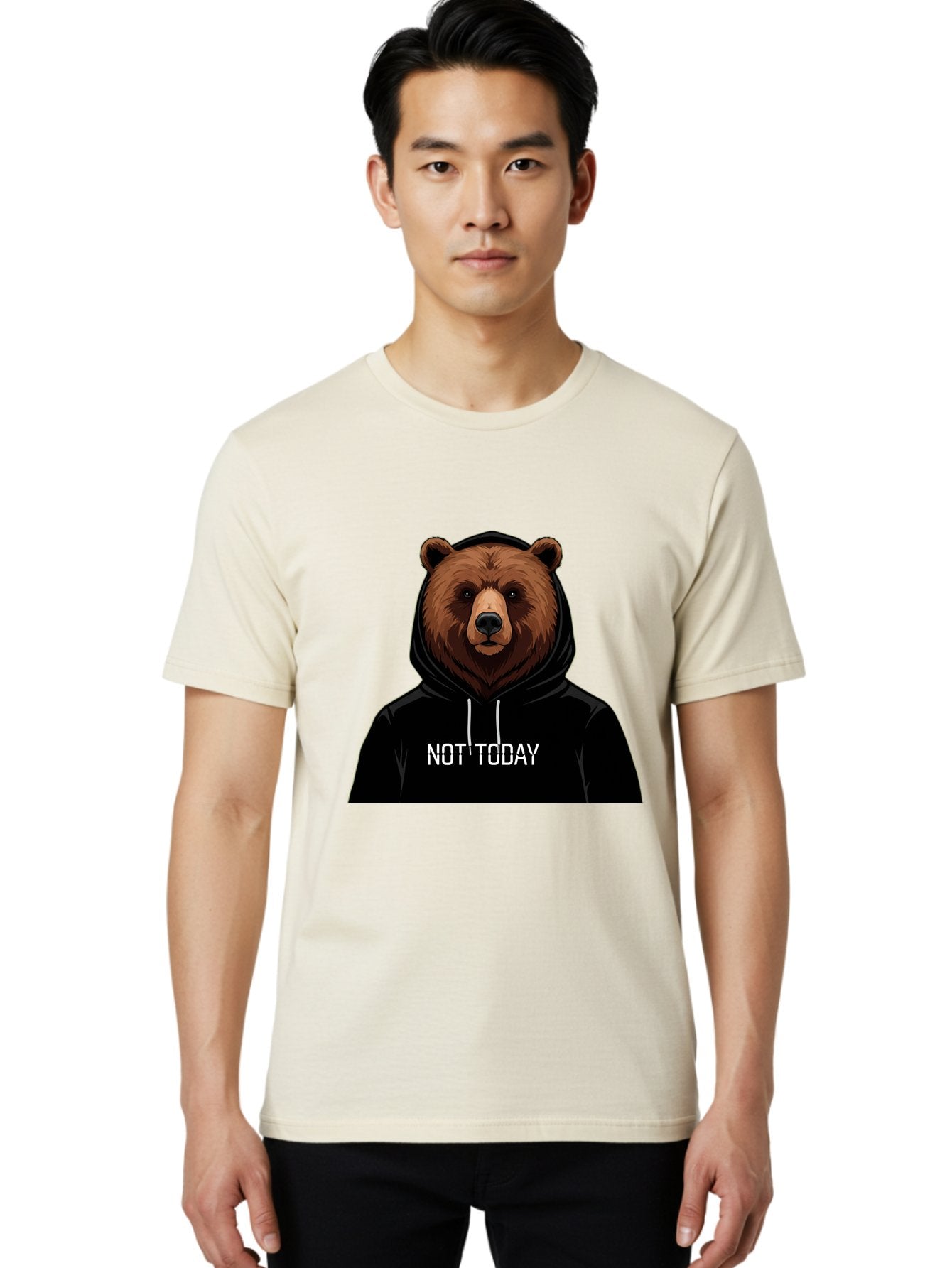 Not-Today-Bear-5 Men'S Graphic Tee, 100% Cotton, Comfortable Casual Summer Wear, Machine Washable, Vintage Camera, Old Camera, Antique Camera, Black Camera, Classic Photography, Photography Equipment, Nostalgic Device, Film Camera, Camera Art Bak966 19