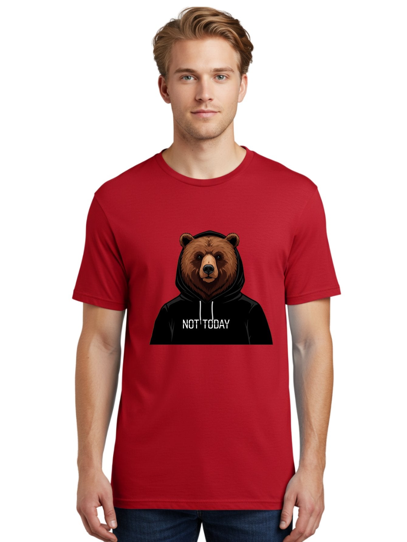 Not-Today-Bear-5 Men'S Graphic Tee, 100% Cotton, Comfortable Casual Summer Wear, Machine Washable, Vintage Camera, Old Camera, Antique Camera, Black Camera, Classic Photography, Photography Equipment, Nostalgic Device, Film Camera, Camera Art Bak966 20