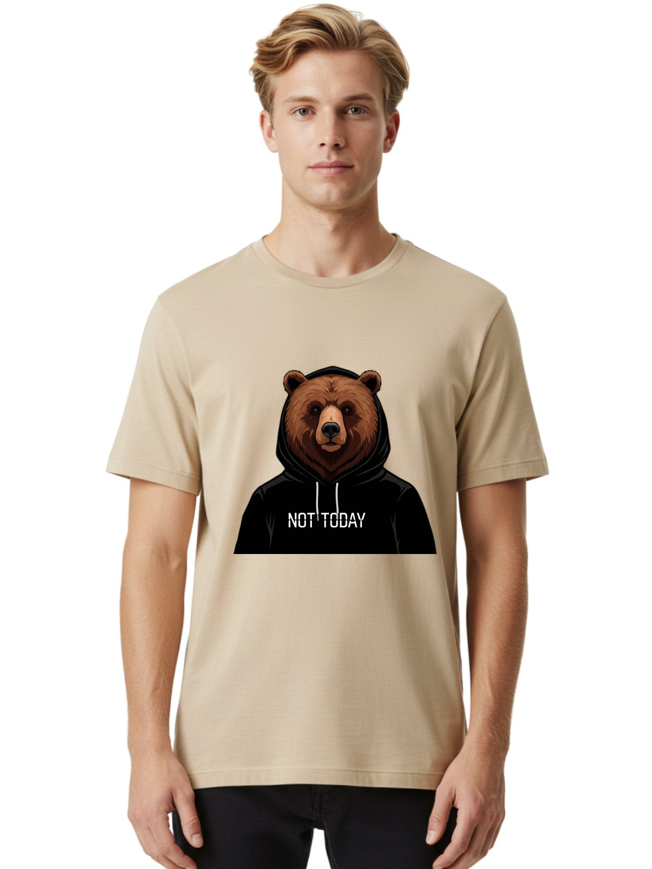 Not-Today-Bear-5 Men'S Graphic Tee, 100% Cotton, Comfortable Casual Summer Wear, Machine Washable, Vintage Camera, Old Camera, Antique Camera, Black Camera, Classic Photography, Photography Equipment, Nostalgic Device, Film Camera, Camera Art Bak966 16