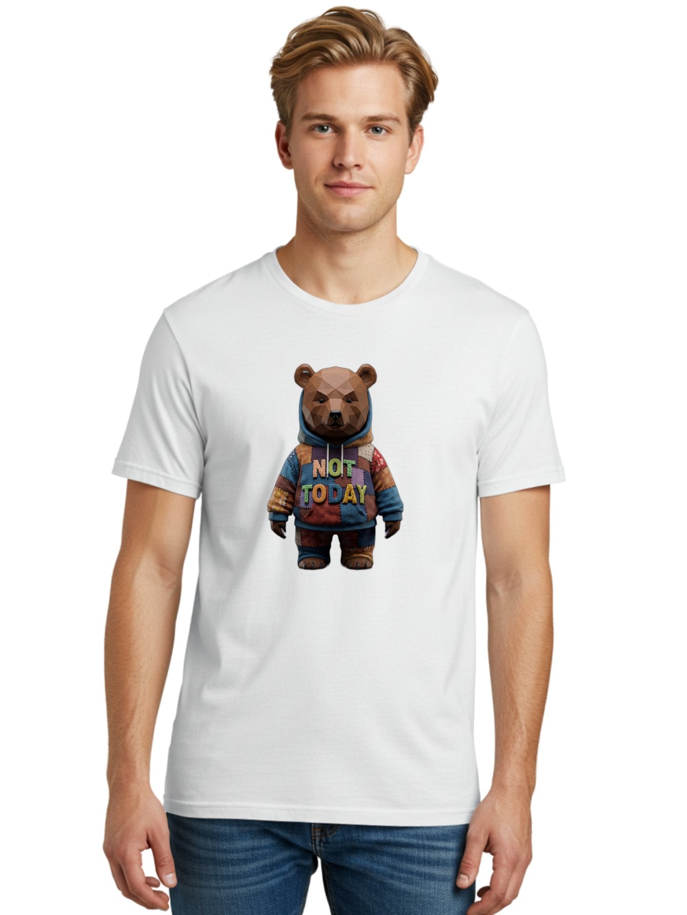 Not-Today-Bear-7 Men'S Graphic Tee, 100% Cotton, Comfortable Casual Summer Wear, Machine Washable, Vintage Camera, Old Camera, Antique Camera, Black Camera, Classic Photography, Photography Equipment, Nostalgic Device, Film Camera, Camera Art Bak968 20